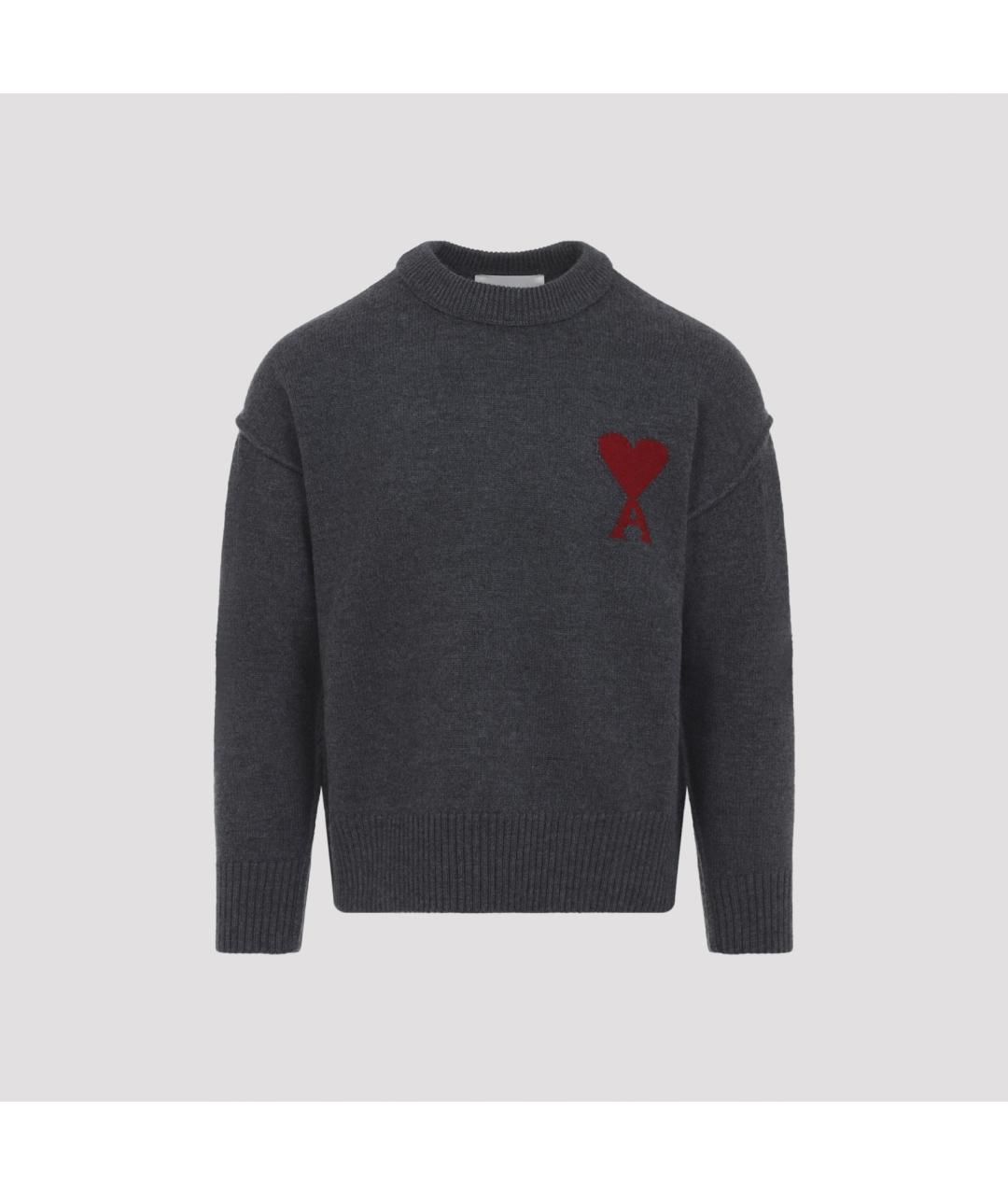 Ami Paris Серый шерстяной джемпер / свитер, фото 2