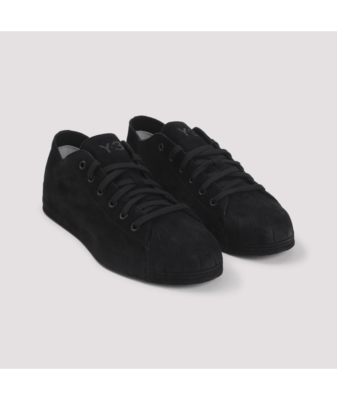 Y-3 Черные замшевые низкие кроссовки / кеды, фото 4