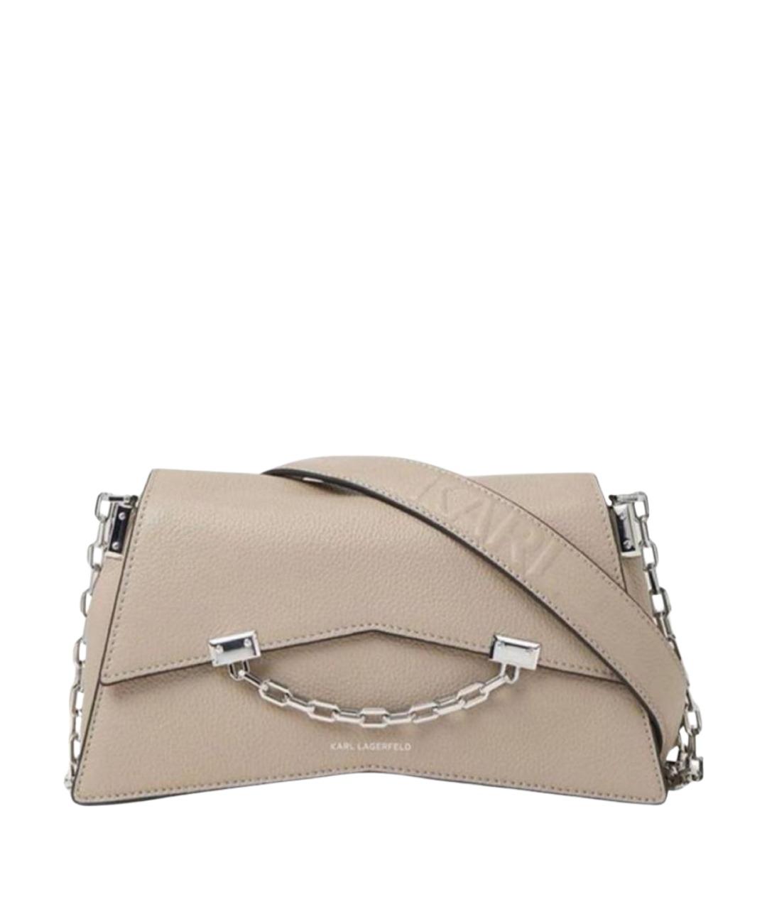 KARL LAGERFELD Бежевая кожаная сумка через плечо, фото 1