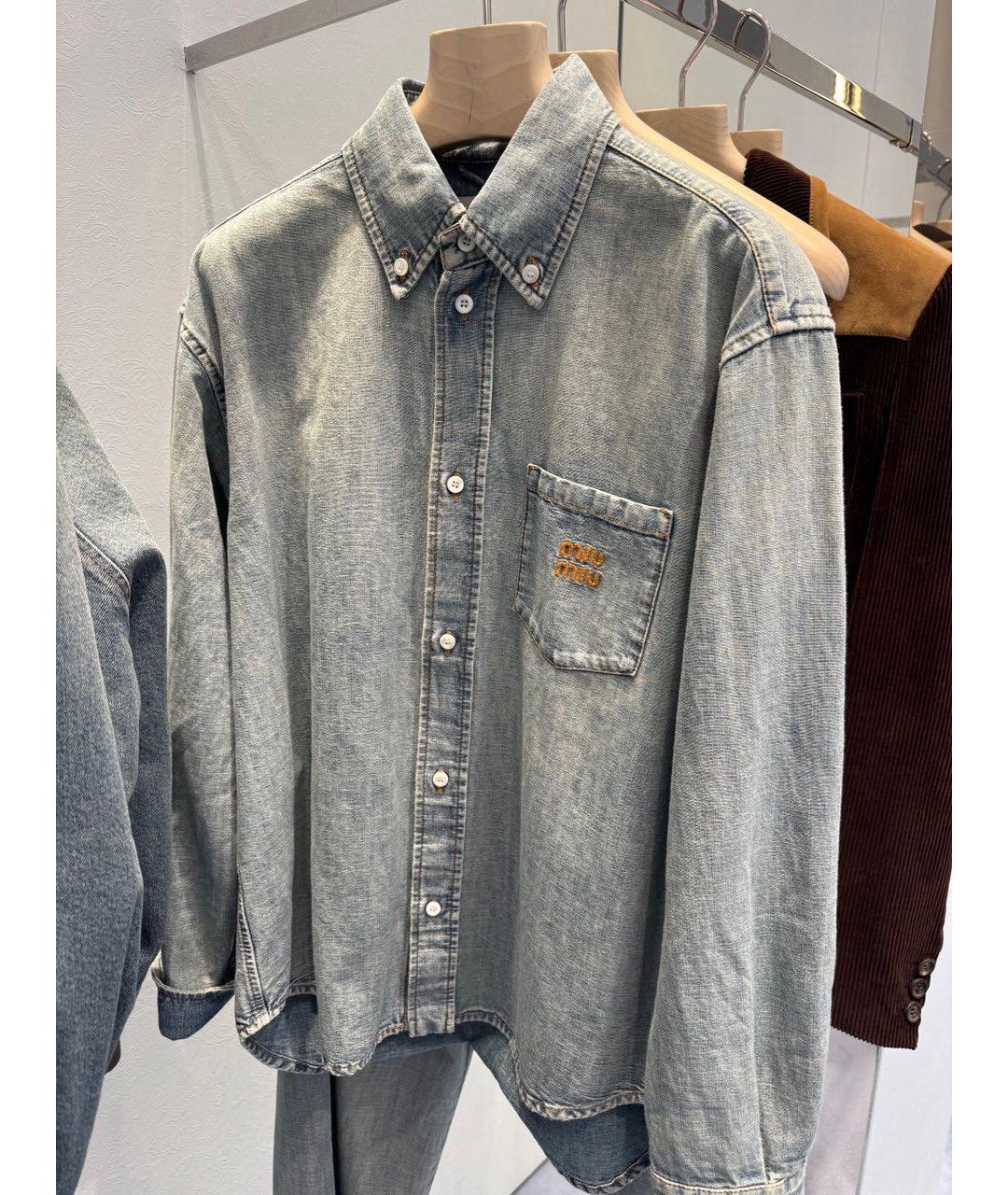 MIU MIU Голубая деним рубашка, фото 8