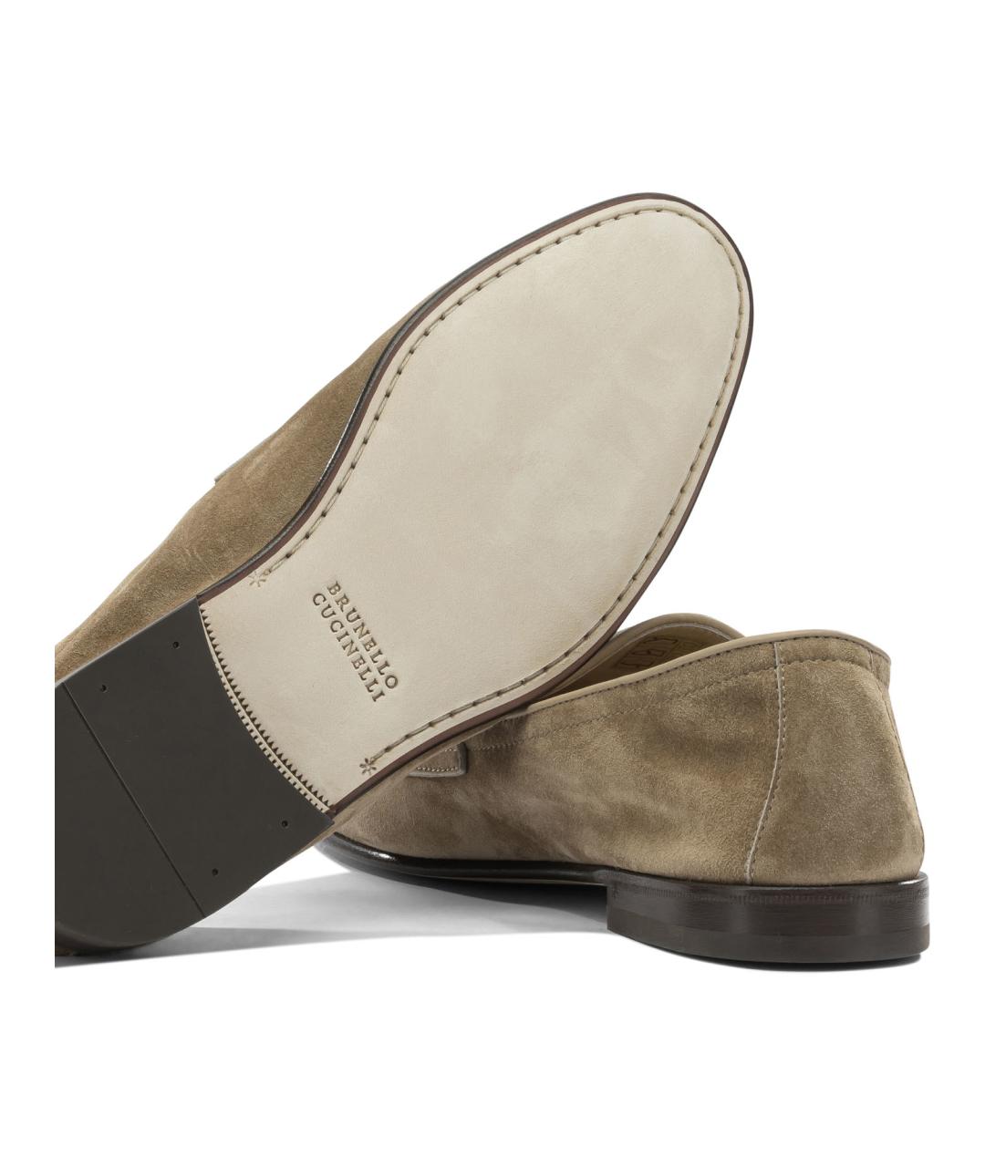 BRUNELLO CUCINELLI Бежевые замшевые лоферы, фото 5
