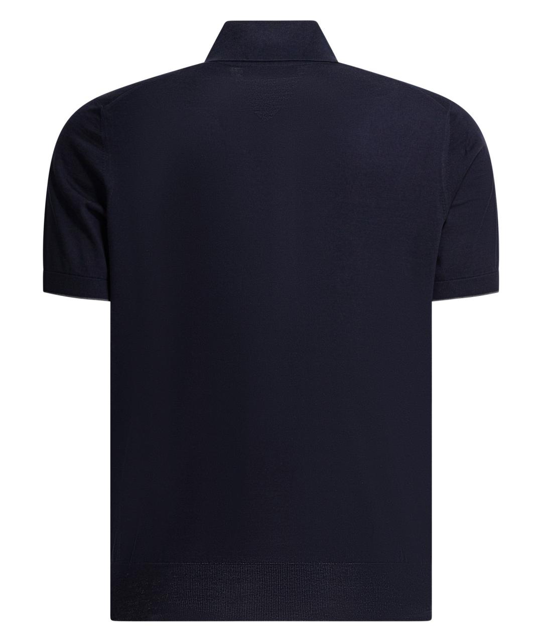 BRUNELLO CUCINELLI Синее хлопковое поло с коротким рукавом, фото 2