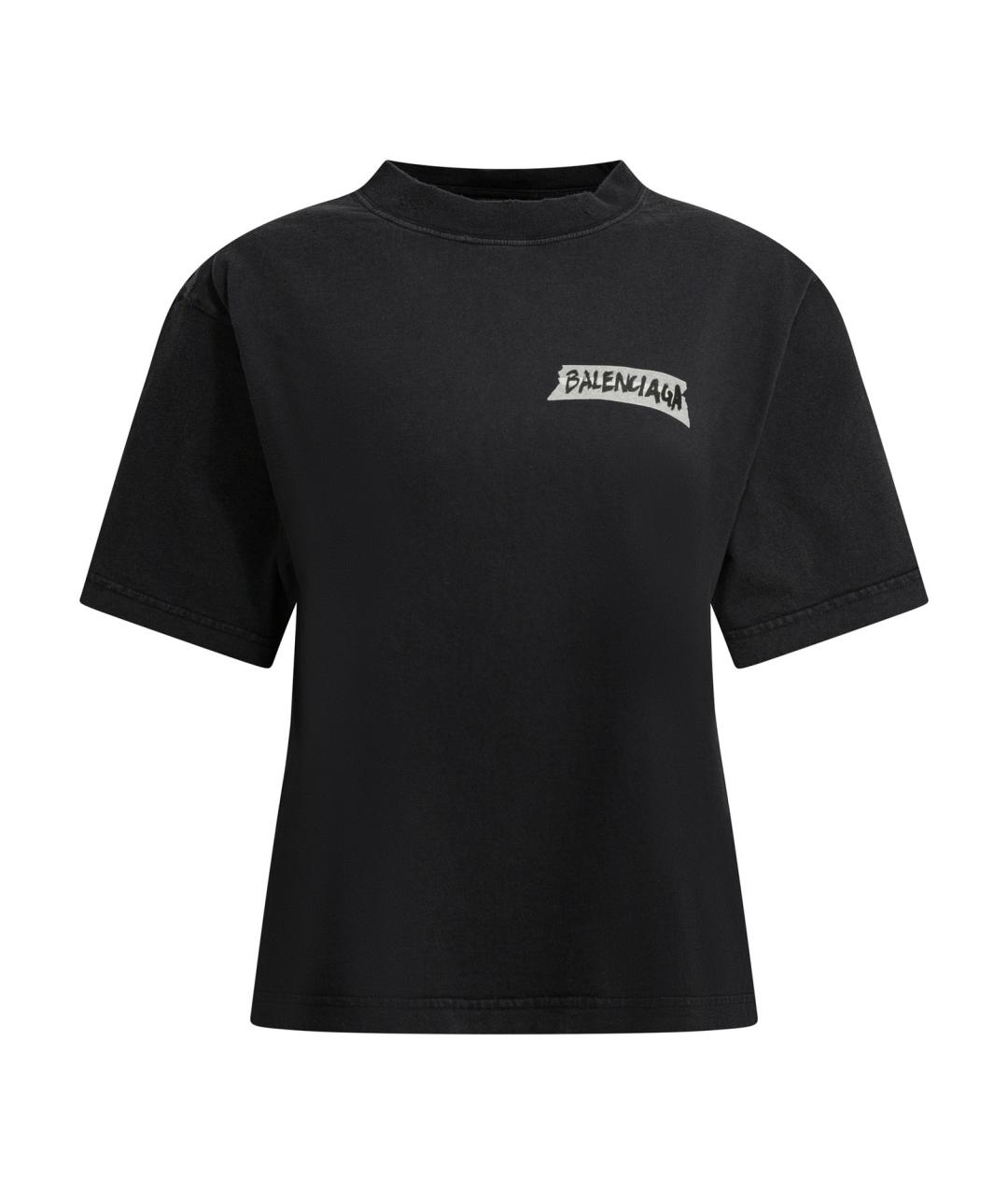 BALENCIAGA Черная хлопковая футболка, фото 1