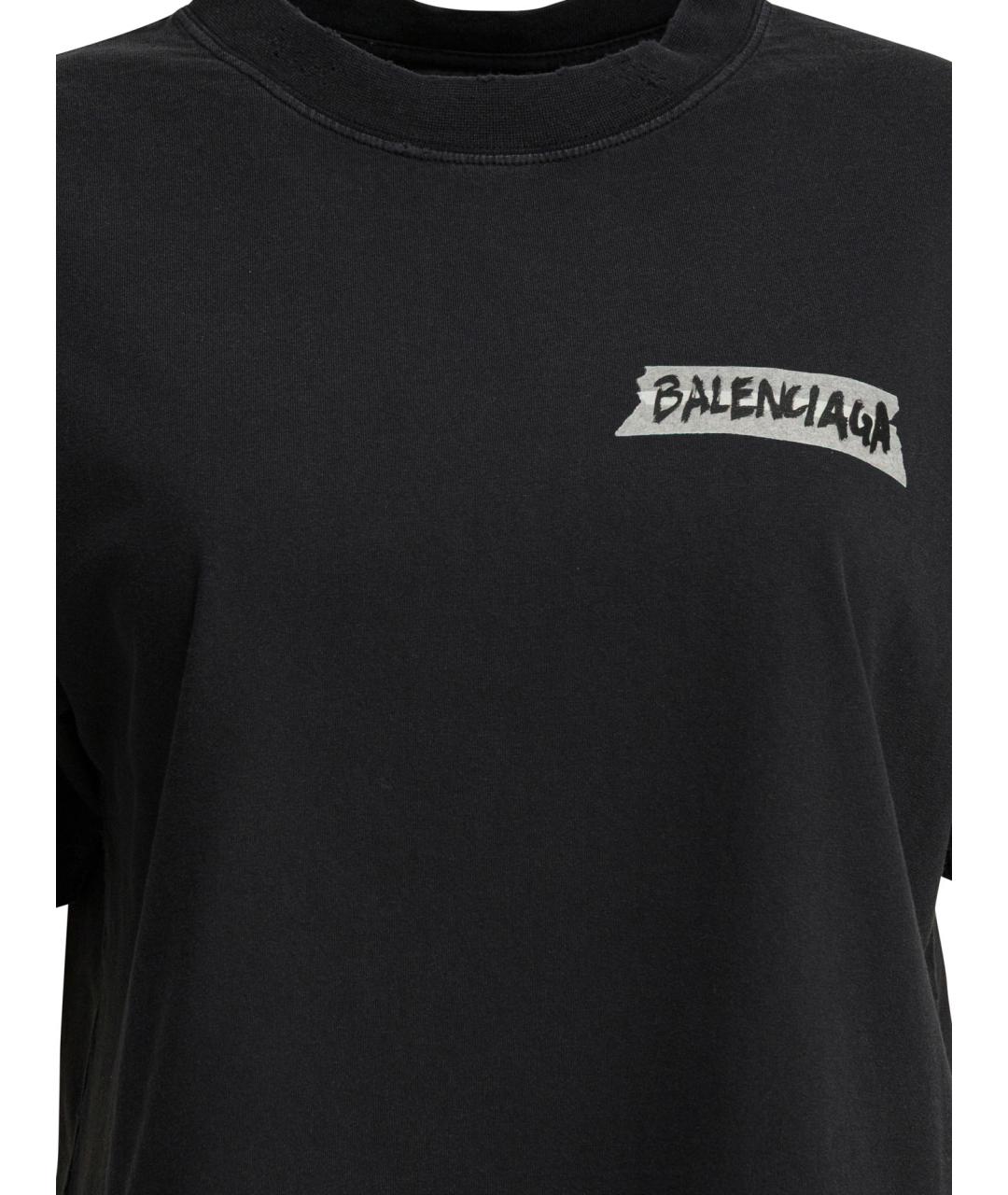 BALENCIAGA Черная хлопковая футболка, фото 3