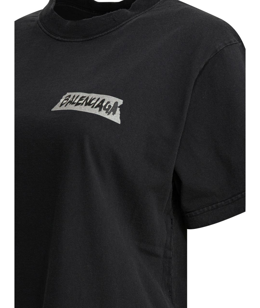 BALENCIAGA Черная хлопковая футболка, фото 4