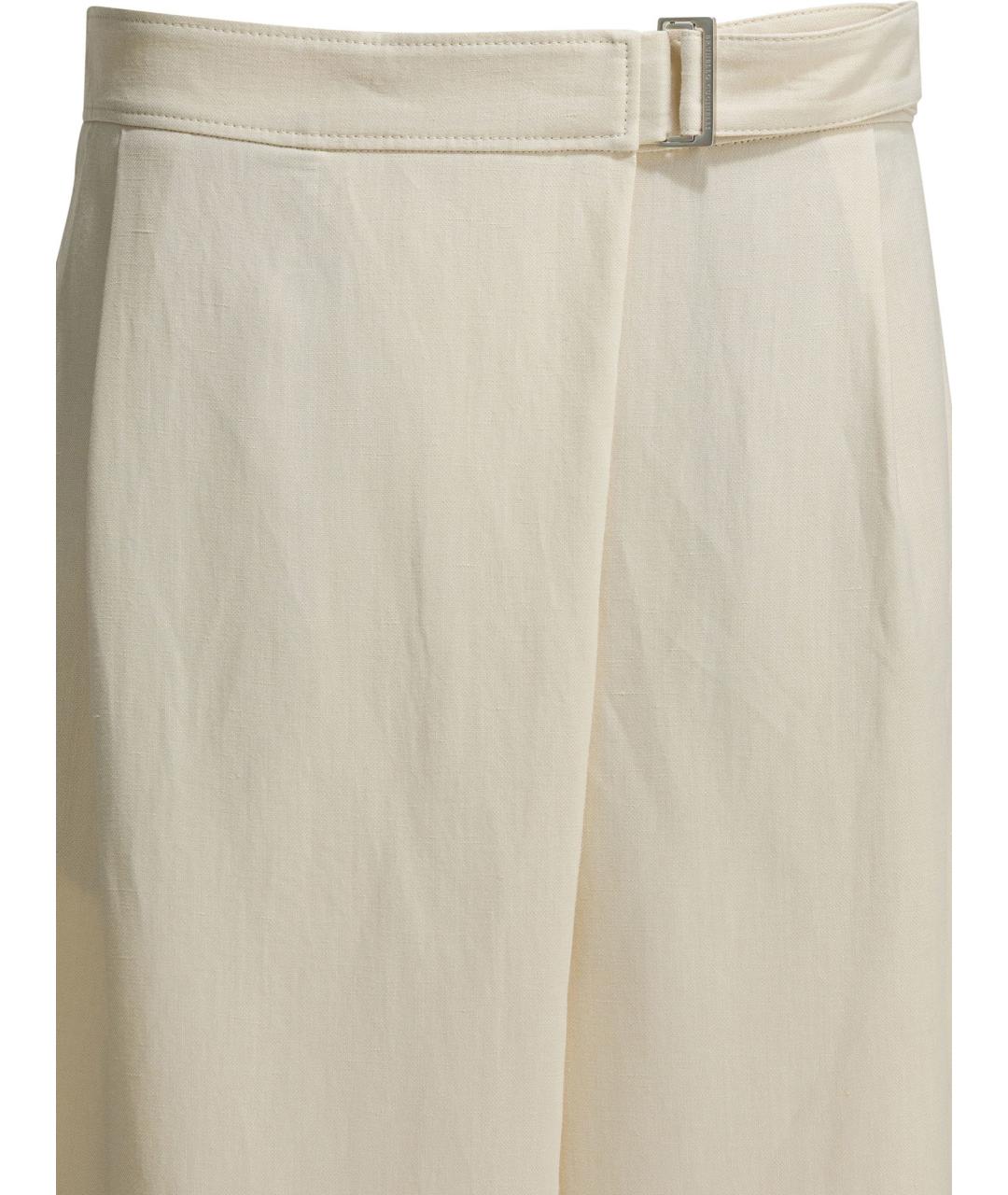 BRUNELLO CUCINELLI Бежевые вискозные прямые брюки, фото 3