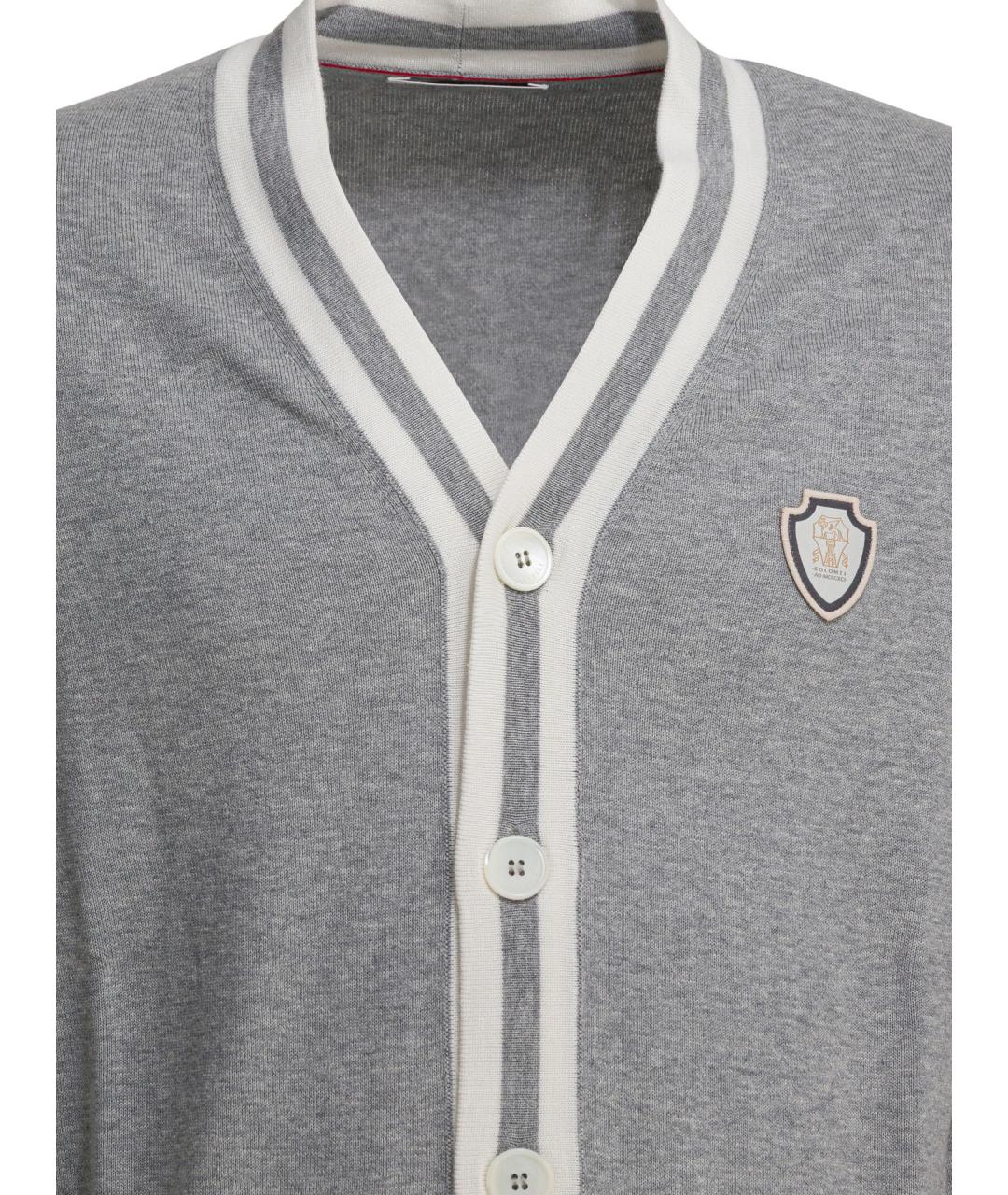 BRUNELLO CUCINELLI Серый хлопковый кардиган, фото 3