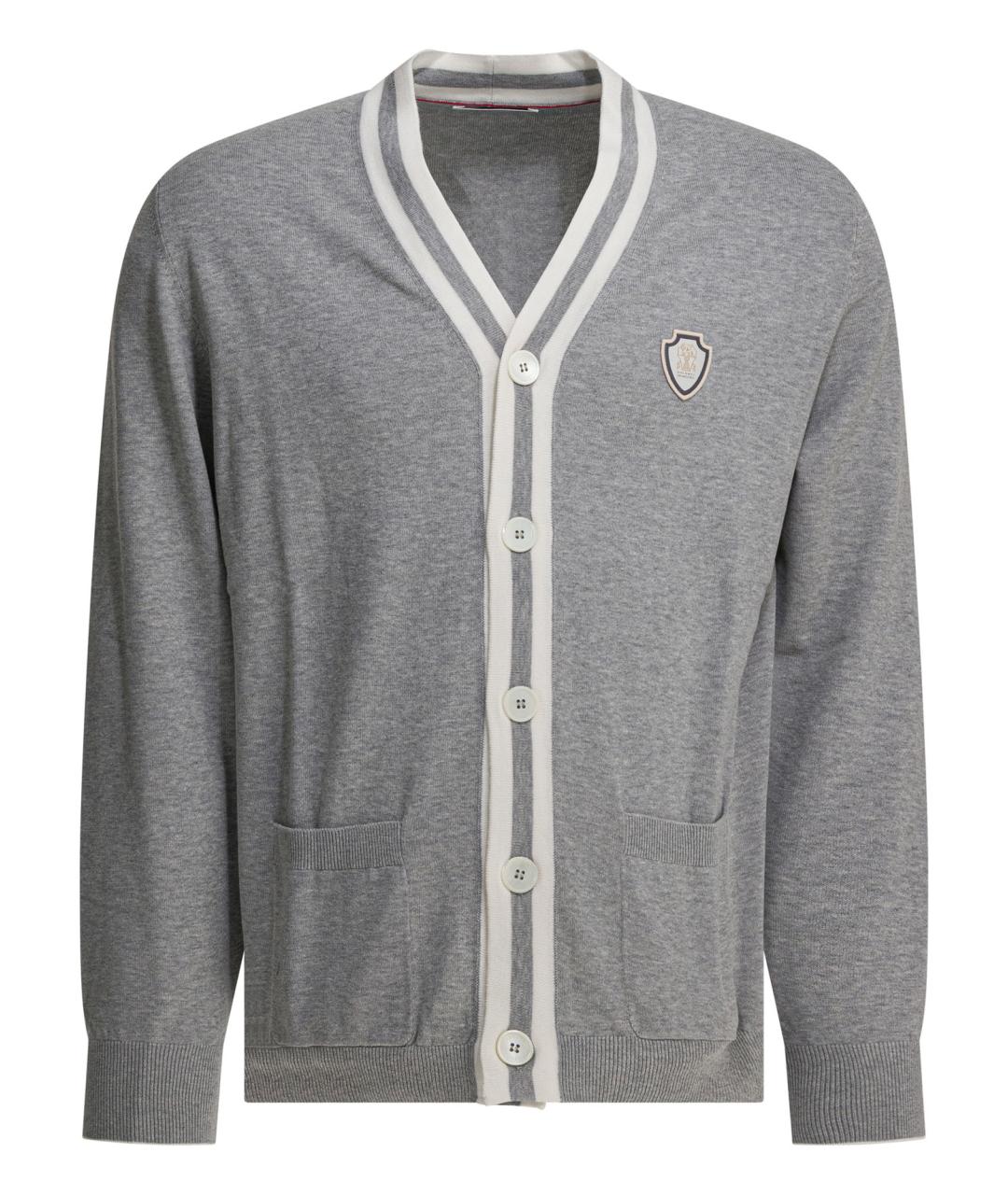 BRUNELLO CUCINELLI Серый хлопковый кардиган, фото 1