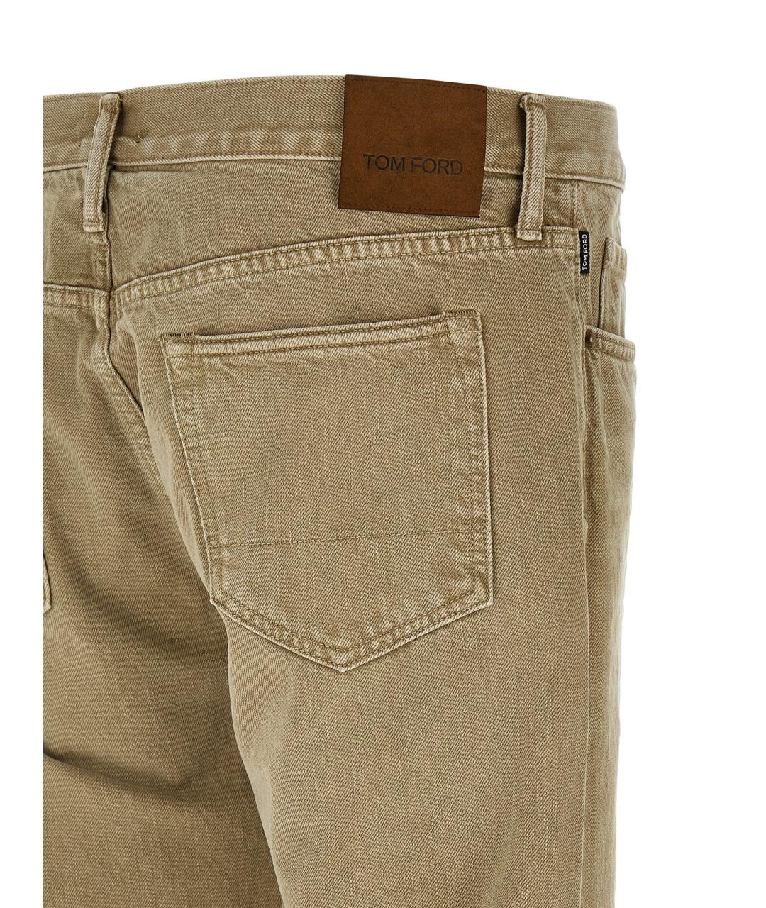 TOM FORD Бежевые хлопковые прямые джинсы, фото 4