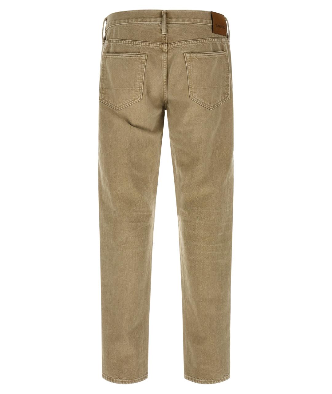 TOM FORD Бежевые хлопковые прямые джинсы, фото 2