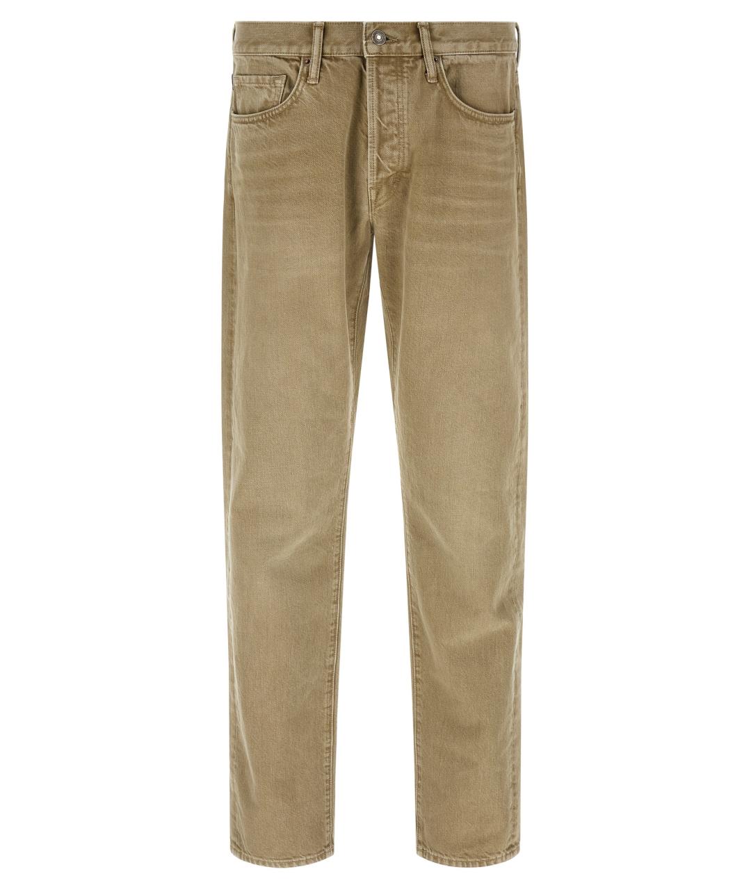 TOM FORD Бежевые хлопковые прямые джинсы, фото 1