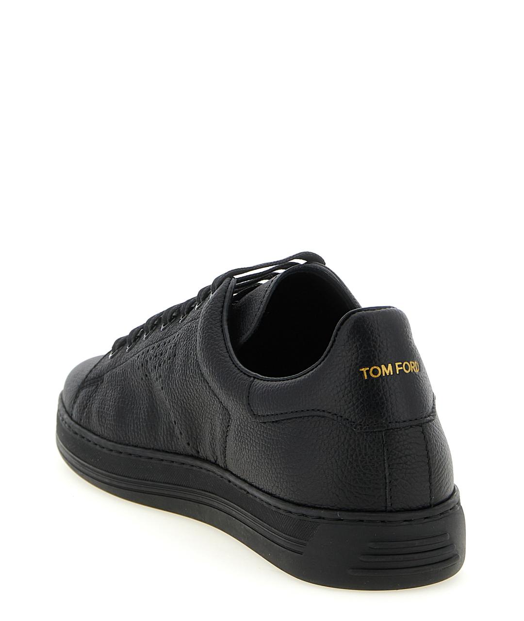 TOM FORD Черные кожаные низкие кроссовки / кеды, фото 3