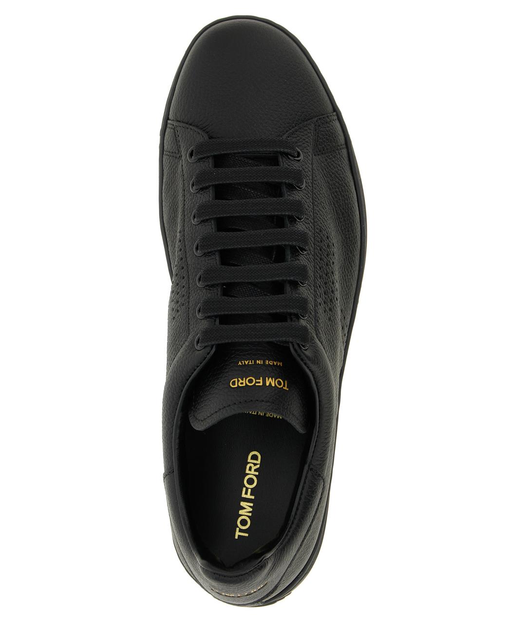 TOM FORD Черные кожаные низкие кроссовки / кеды, фото 4