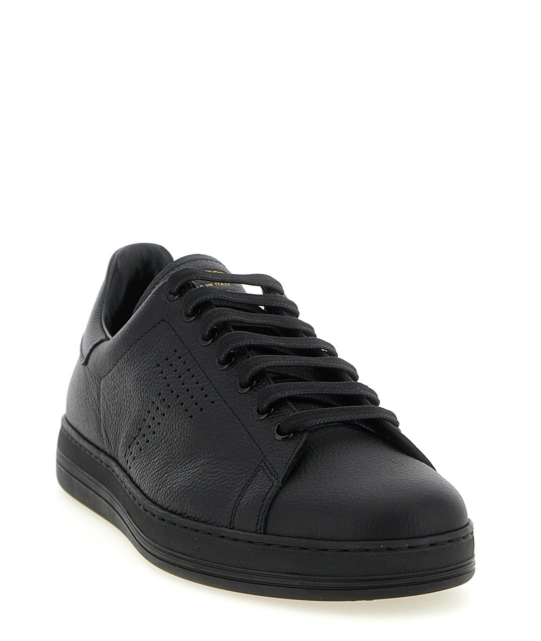 TOM FORD Черные кожаные низкие кроссовки / кеды, фото 2