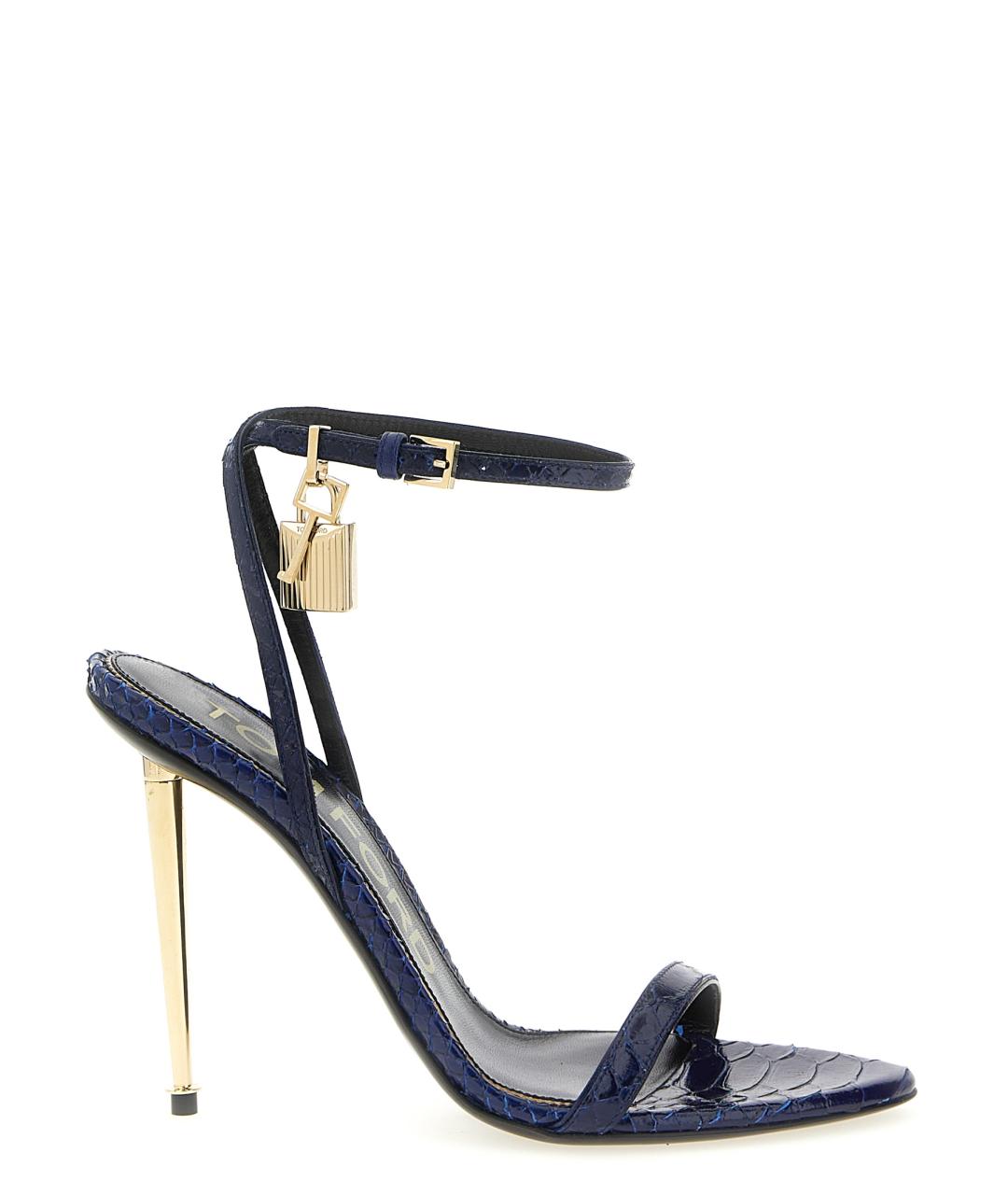 TOM FORD Синие кожаные босоножки, фото 1