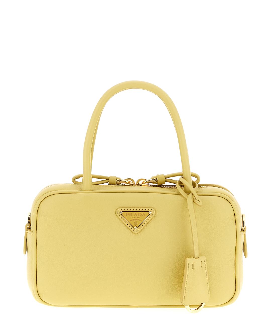 PRADA Желтая кожаная сумка с короткими ручками, фото 1