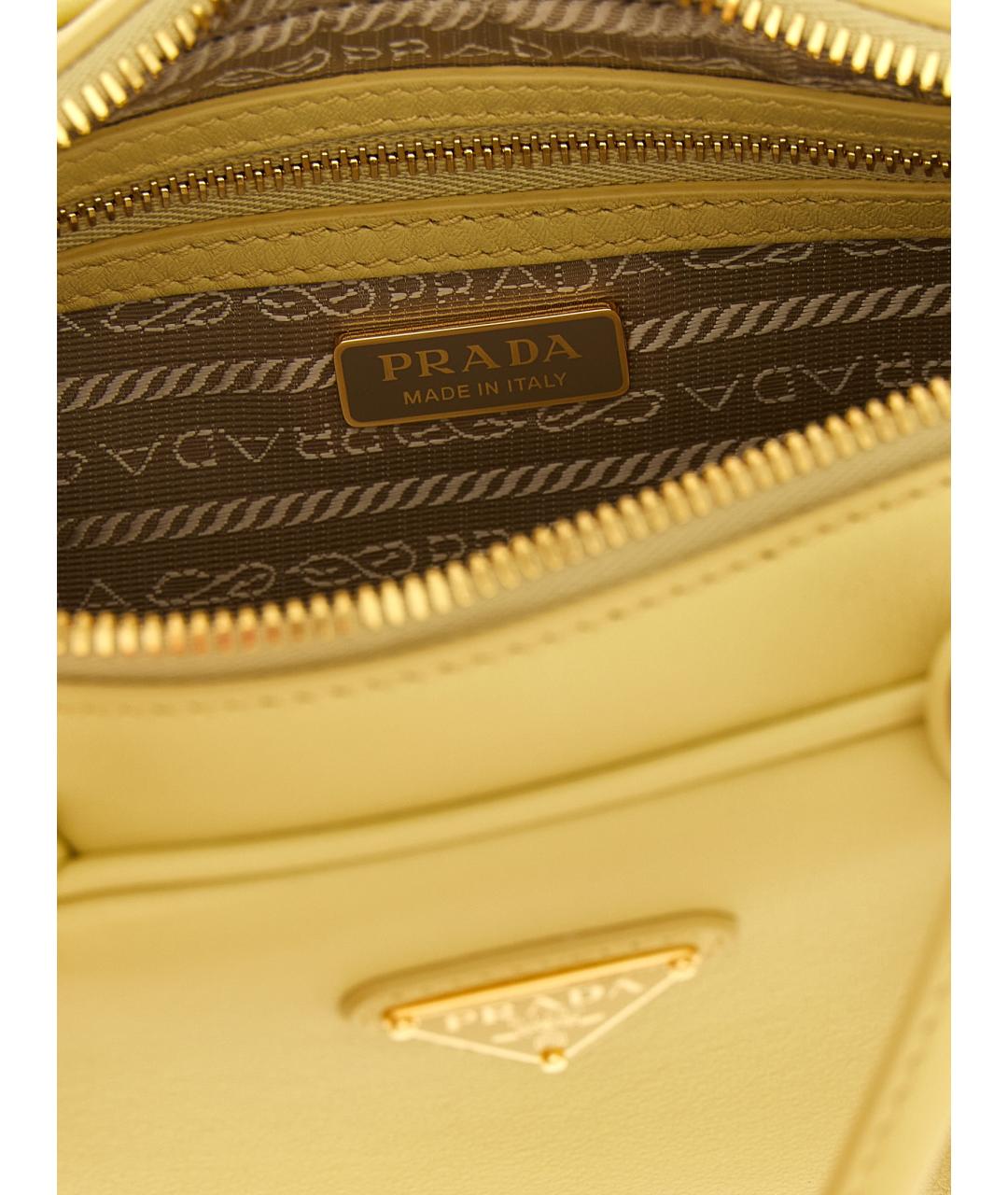 PRADA Желтая кожаная сумка с короткими ручками, фото 4