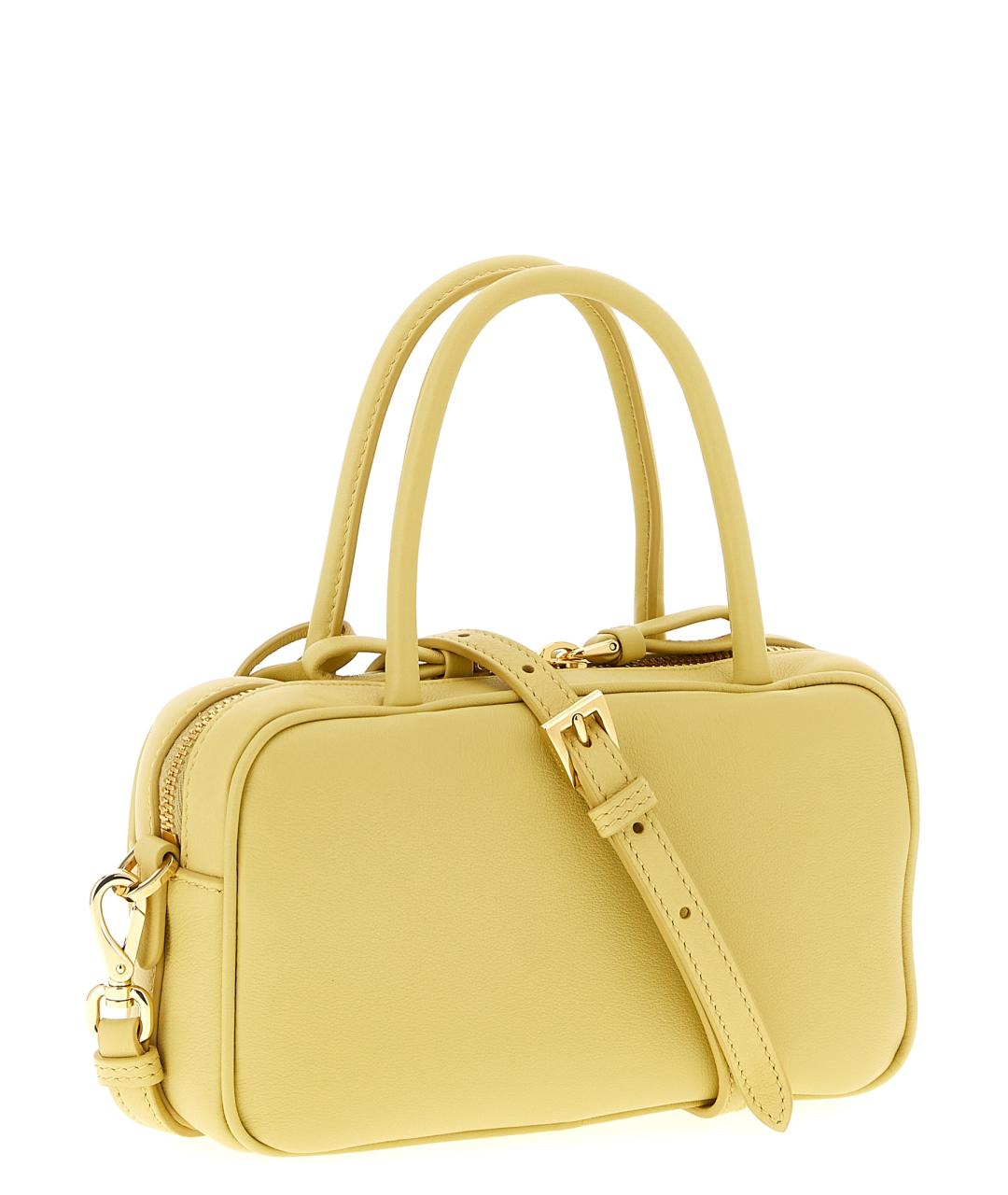 PRADA Желтая кожаная сумка с короткими ручками, фото 2