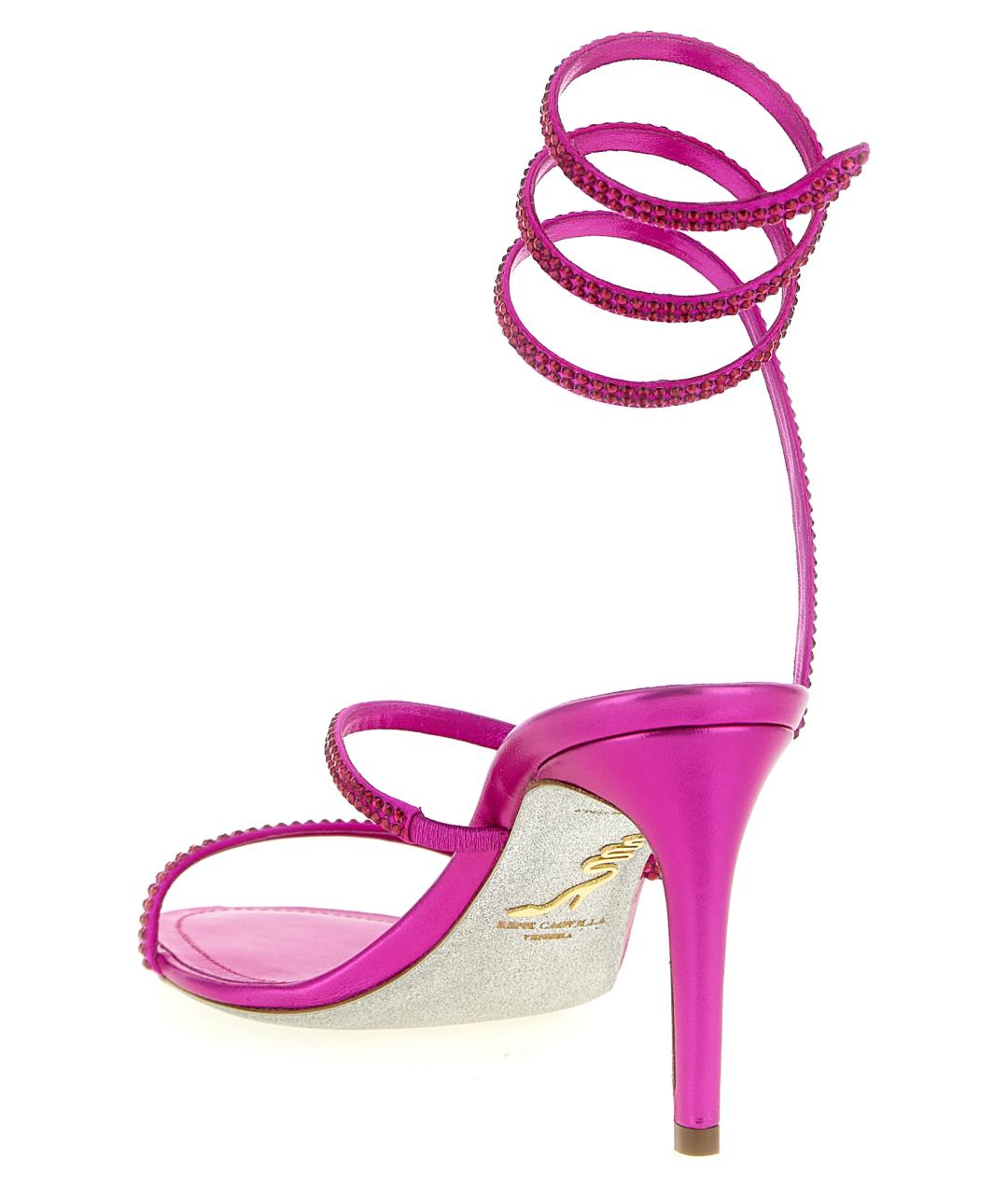 RENE CAOVILLA Фуксия кожаные босоножки, фото 3