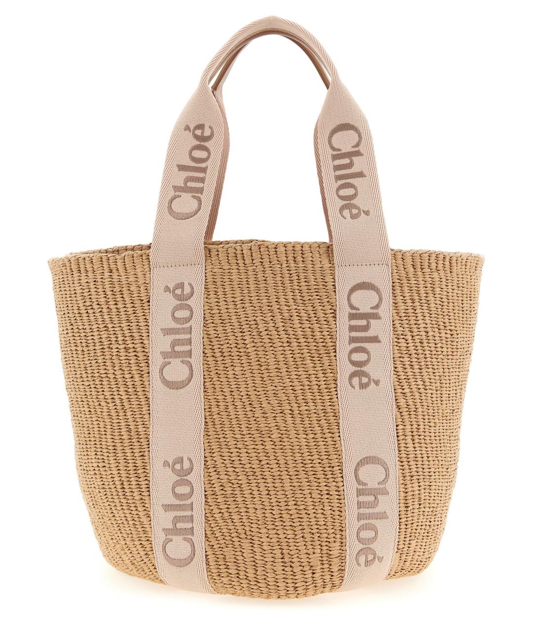CHLOE Бежевая пелетеная сумка тоут, фото 1