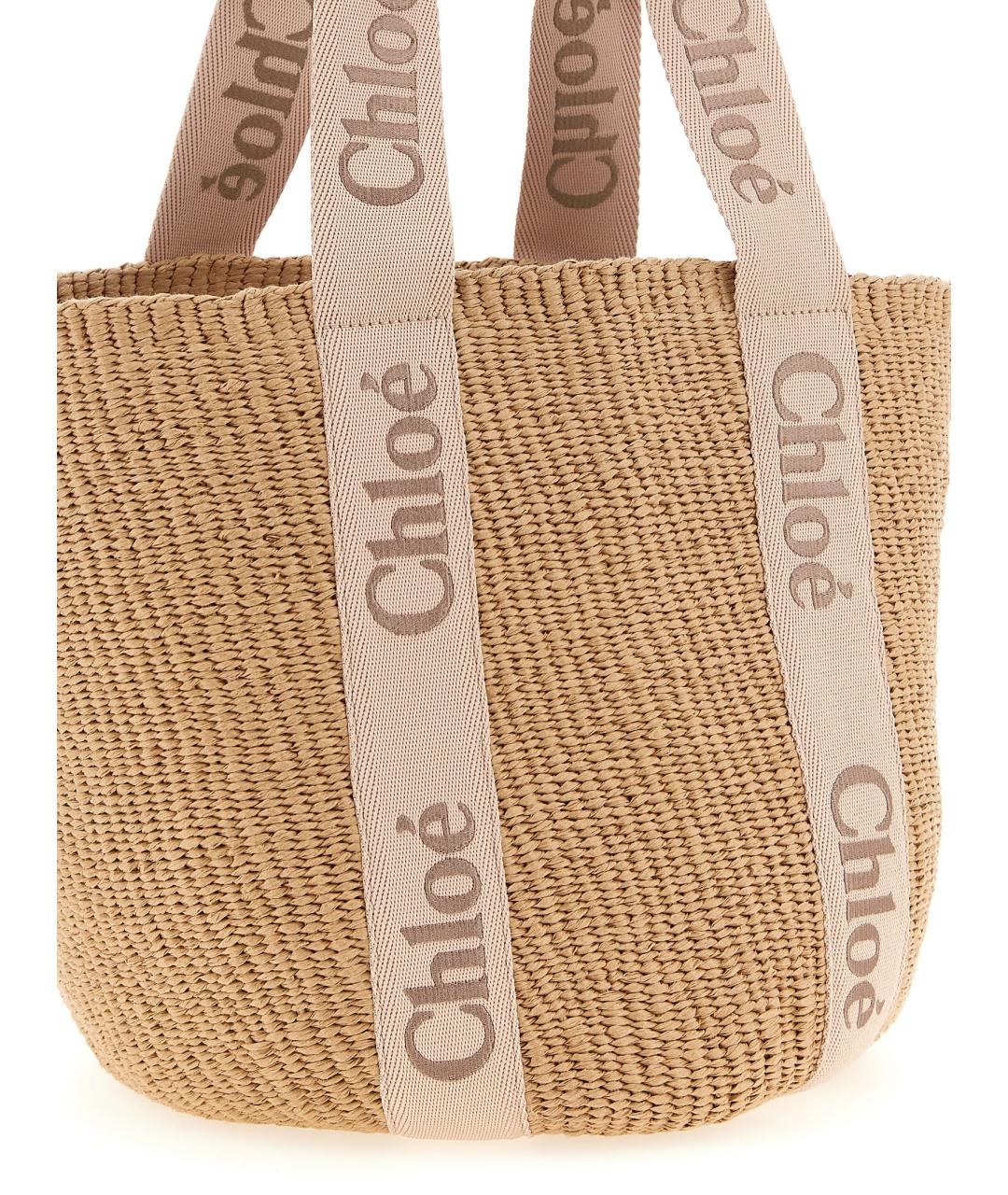 CHLOE Бежевая пелетеная сумка тоут, фото 3