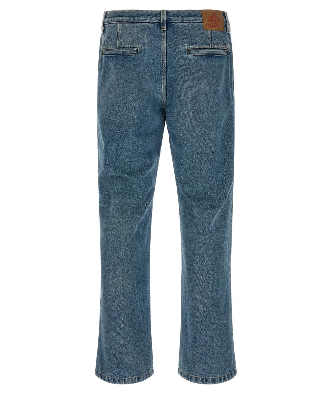 PRADA Синие хлопковые прямые джинсы, фото 2