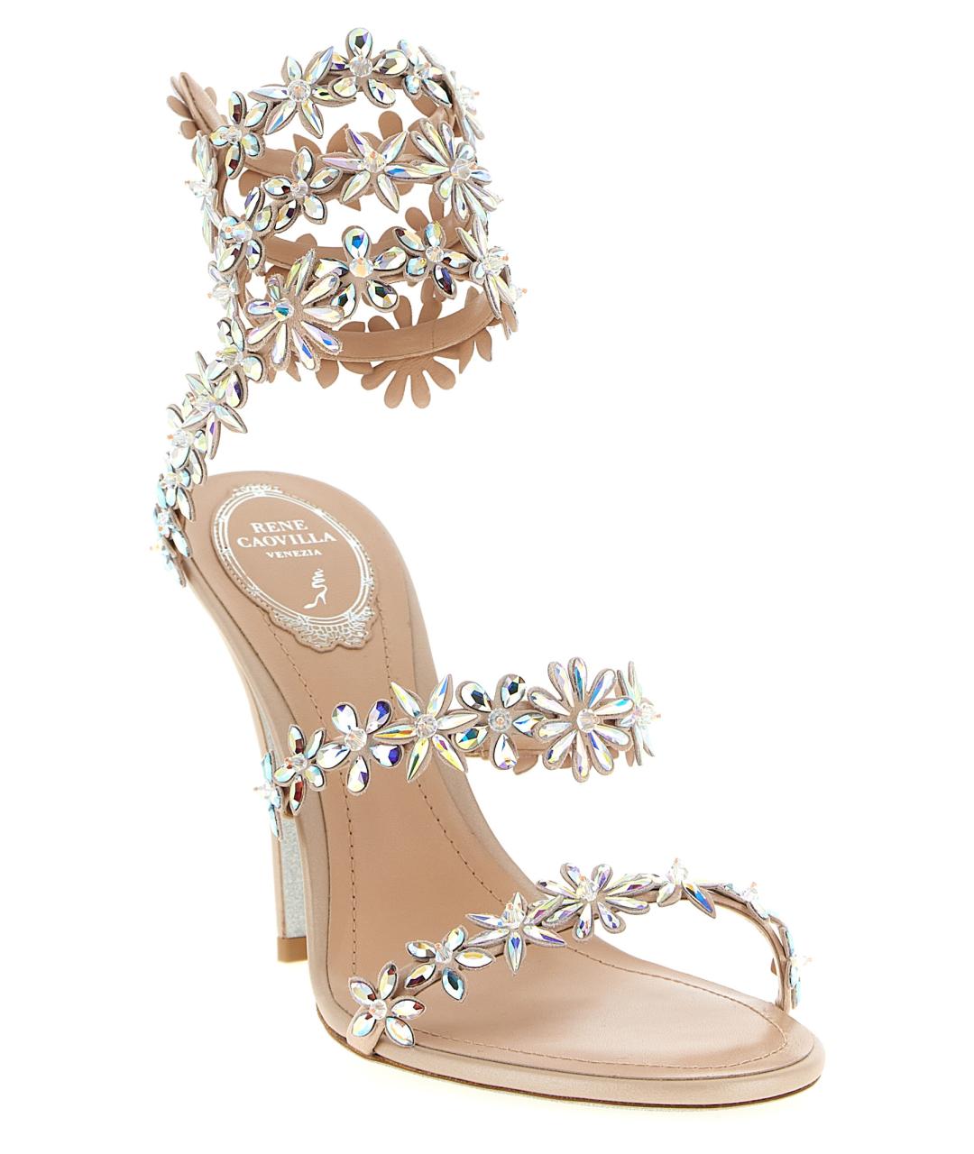 RENE CAOVILLA Розовые кожаные босоножки, фото 2