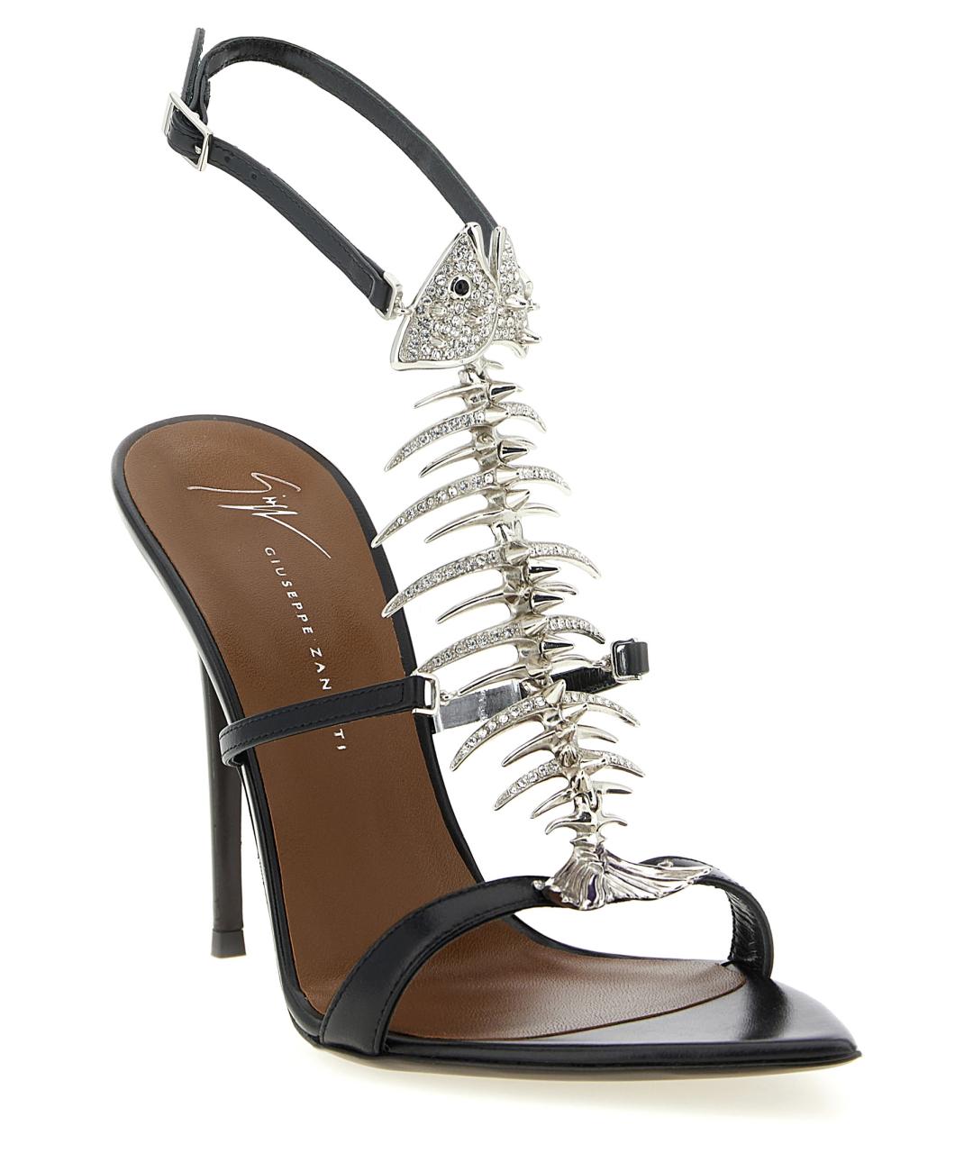 GIUSEPPE ZANOTTI DESIGN Черные кожаные босоножки, фото 2