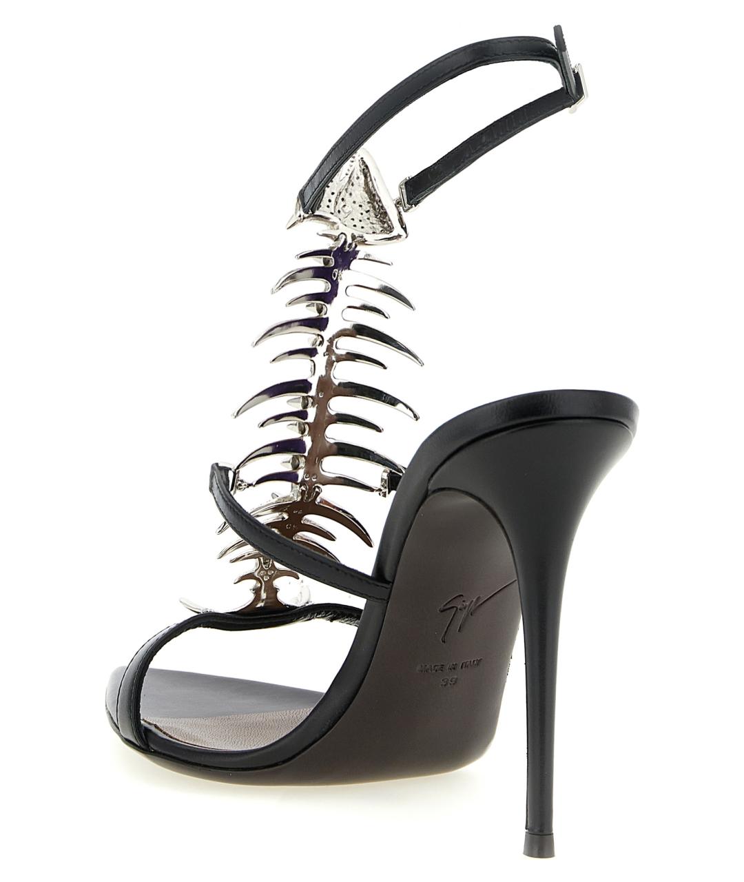 GIUSEPPE ZANOTTI DESIGN Черные кожаные босоножки, фото 3