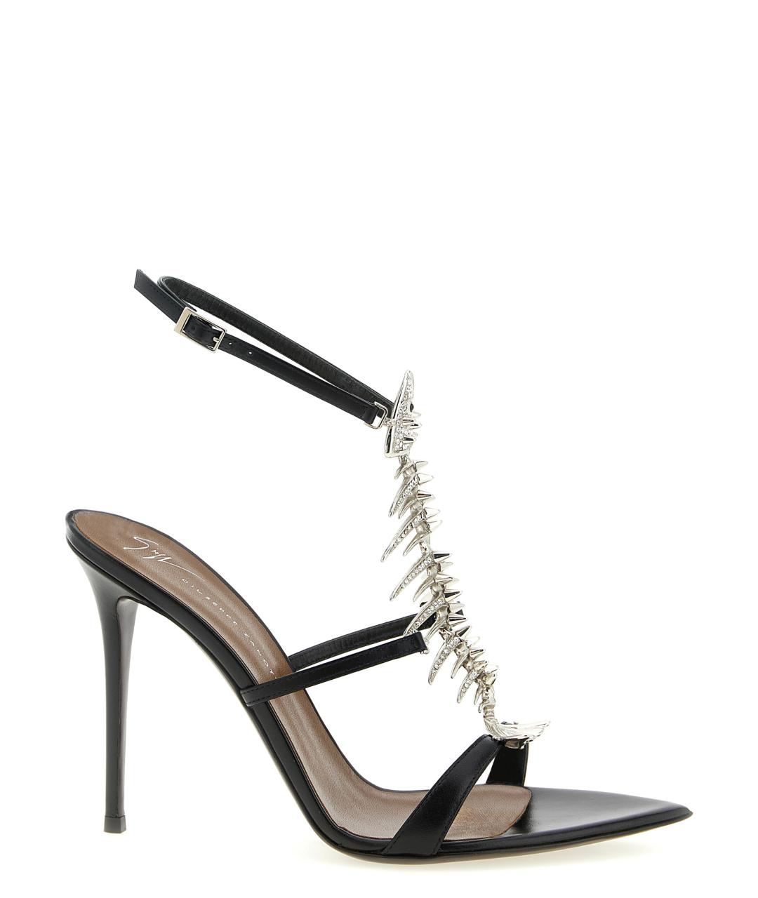 GIUSEPPE ZANOTTI DESIGN Черные кожаные босоножки, фото 1