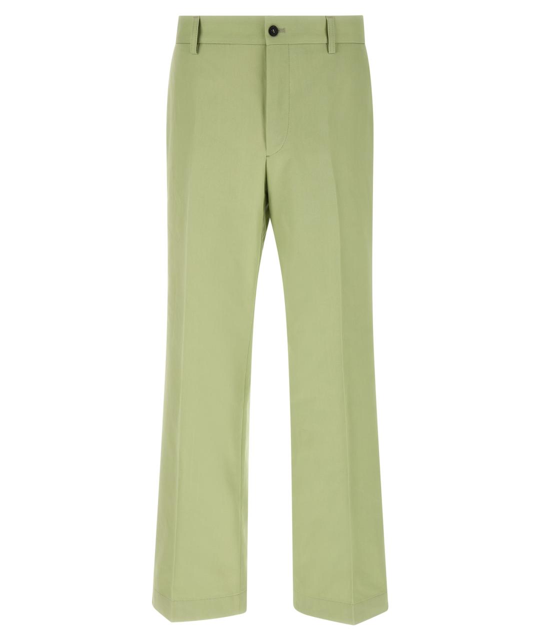 PRADA Зеленые хлопковые повседневные брюки, фото 1