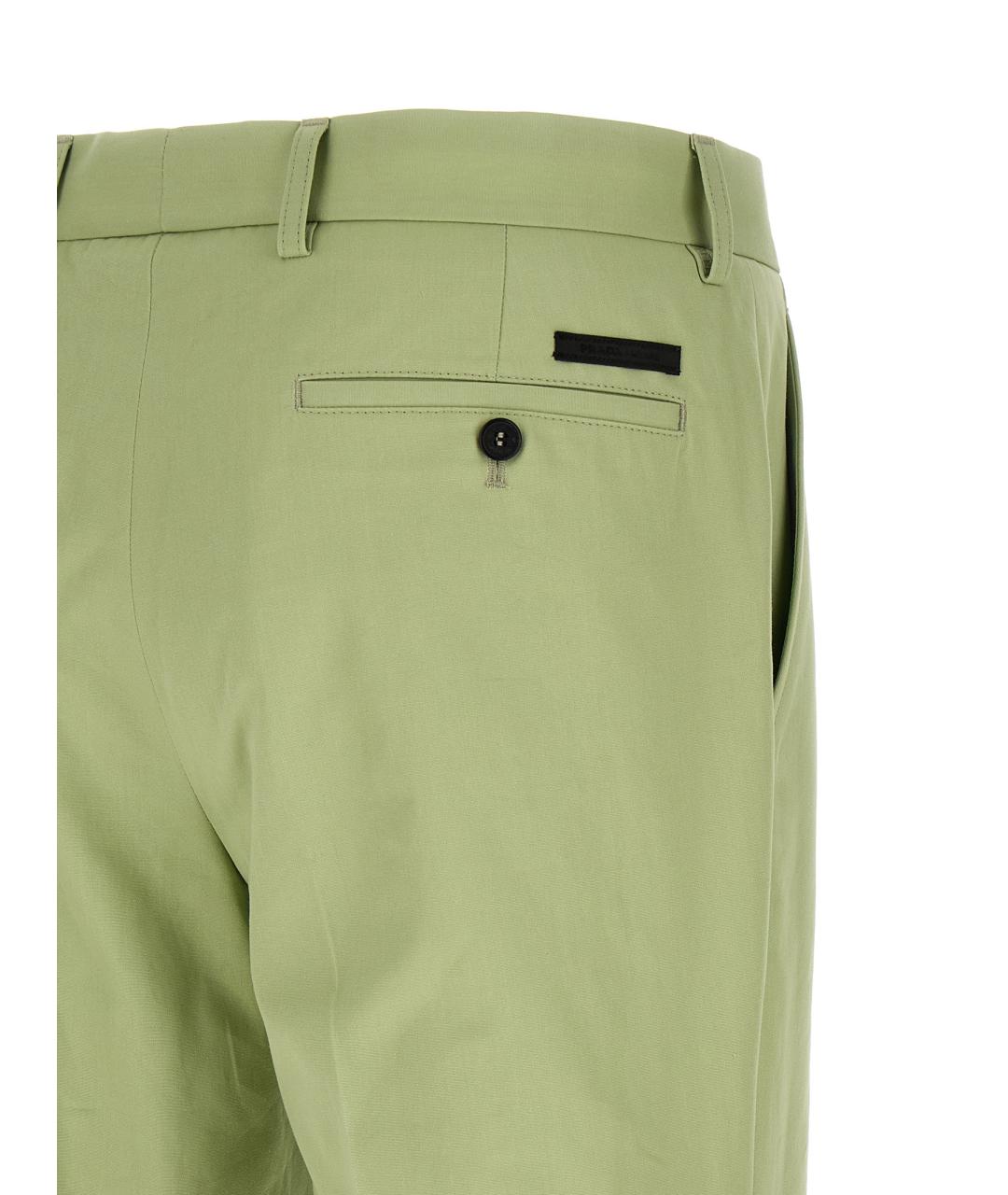 PRADA Зеленые хлопковые повседневные брюки, фото 4