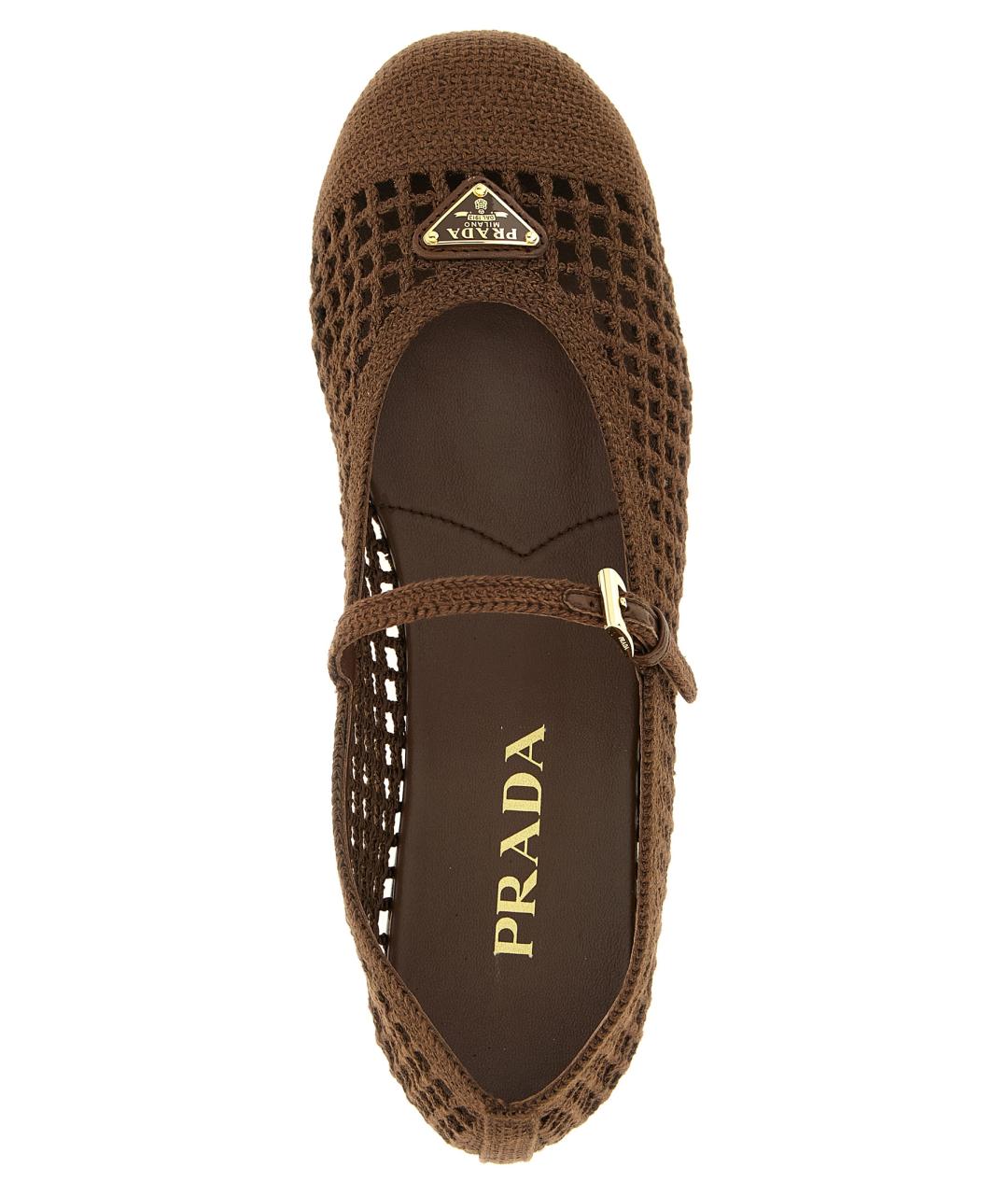 PRADA Коричневые текстильные балетки, фото 4