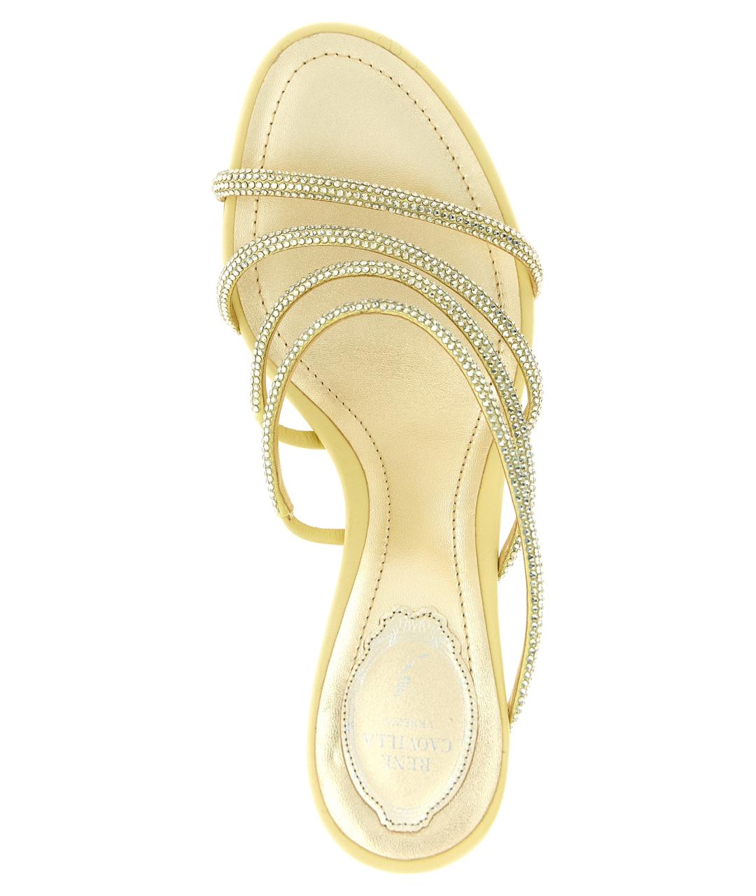 RENE CAOVILLA Золотые кожаные босоножки, фото 4