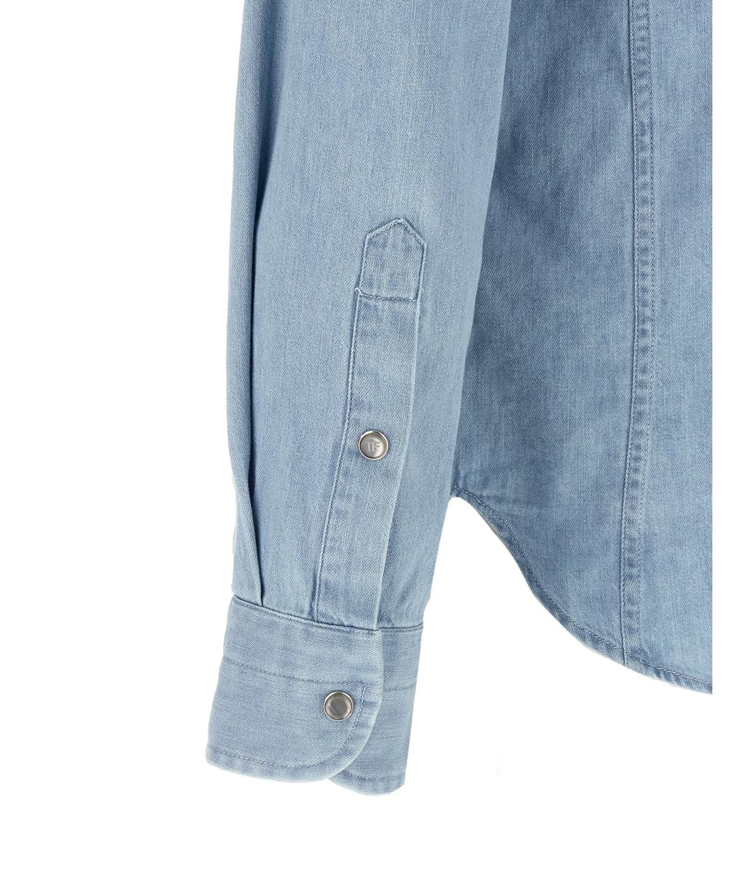 TOM FORD Голубая хлопковая кэжуал рубашка, фото 4