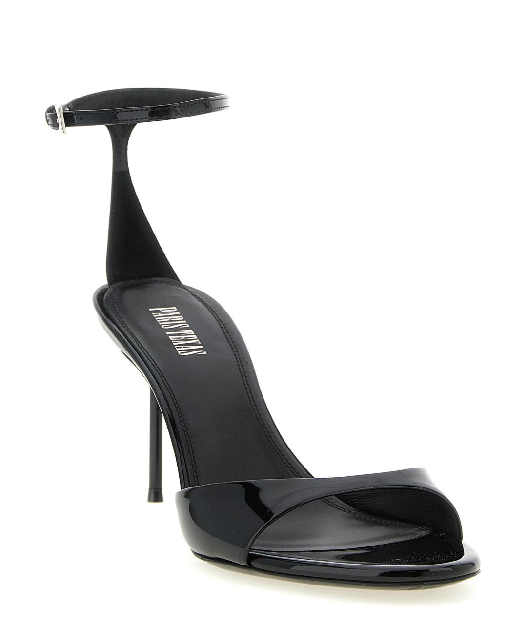 PARIS TEXAS Черные кожаные босоножки, фото 2