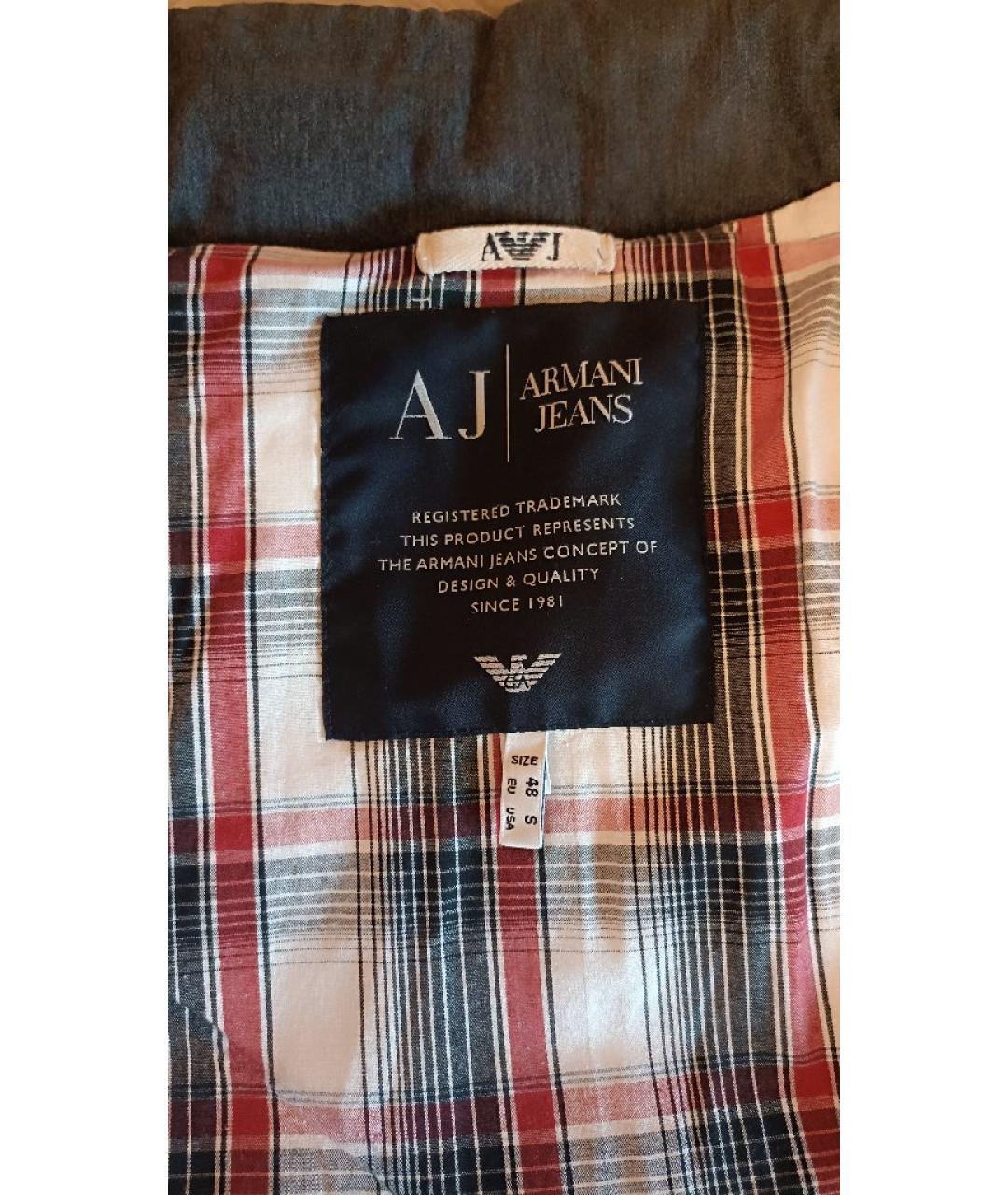 ARMANI JEANS Серая полиэстеровая куртка, фото 3