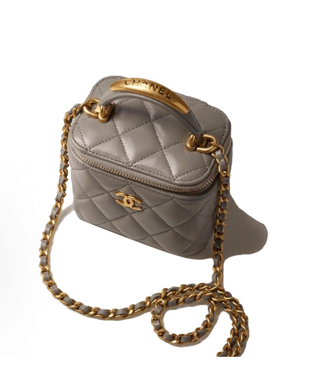 CHANEL Серая кожаная сумка через плечо, фото 4