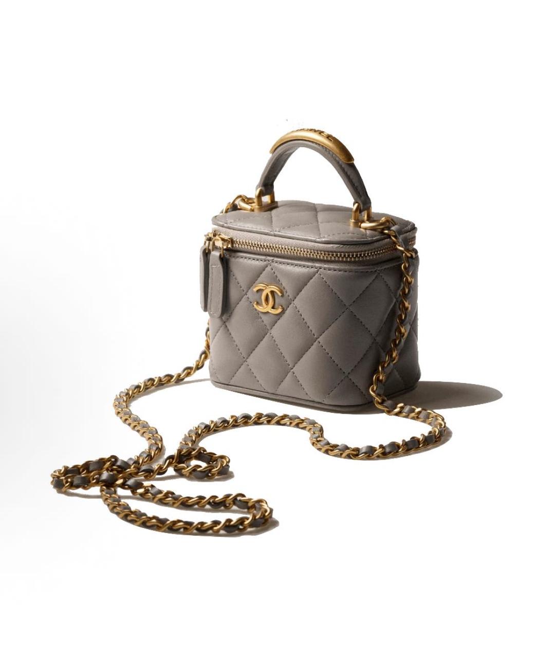 CHANEL Серая кожаная сумка через плечо, фото 2
