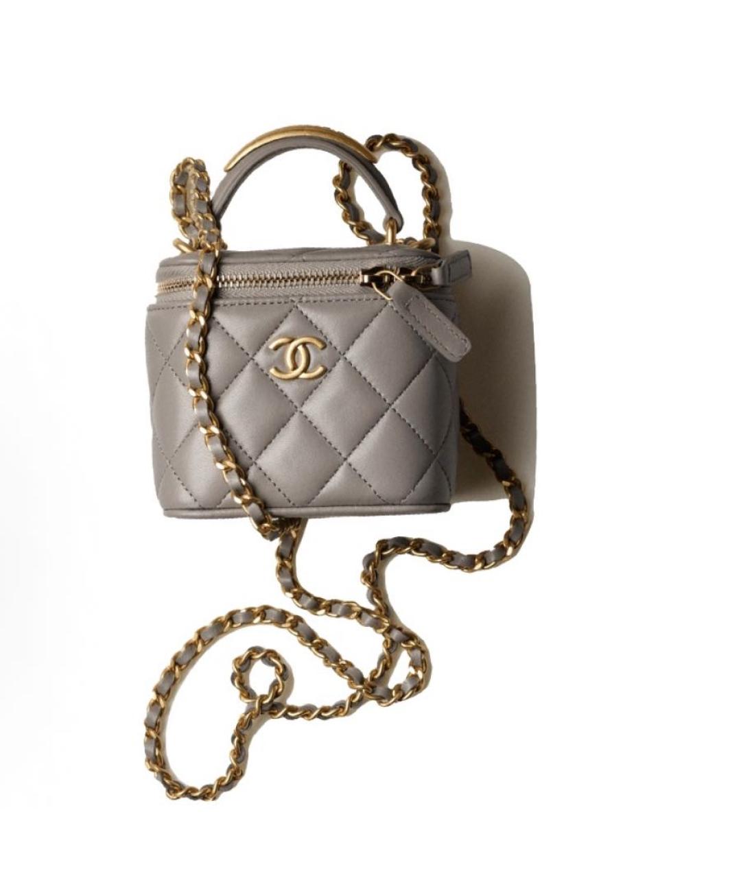 CHANEL Серая кожаная сумка через плечо, фото 9