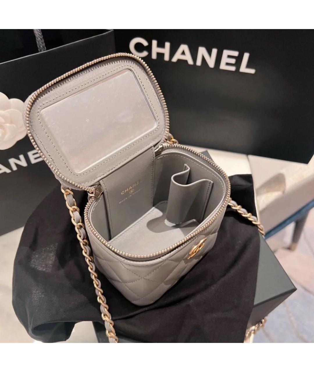 CHANEL Серая кожаная сумка через плечо, фото 8