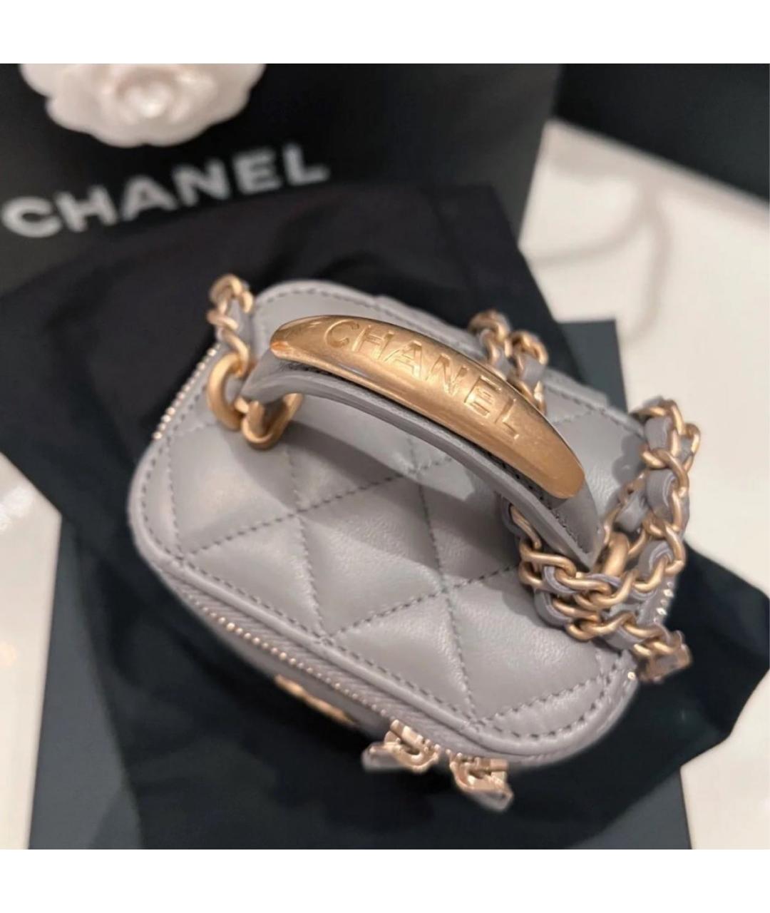 CHANEL Серая кожаная сумка через плечо, фото 7