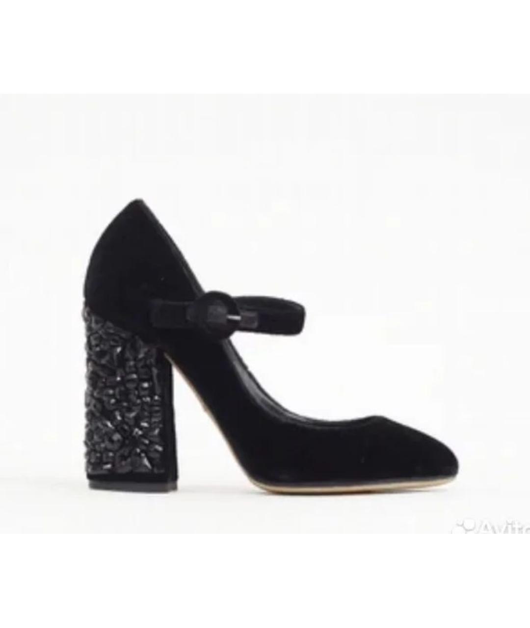 DOLCE&GABBANA Черные бархатные туфли, фото 6