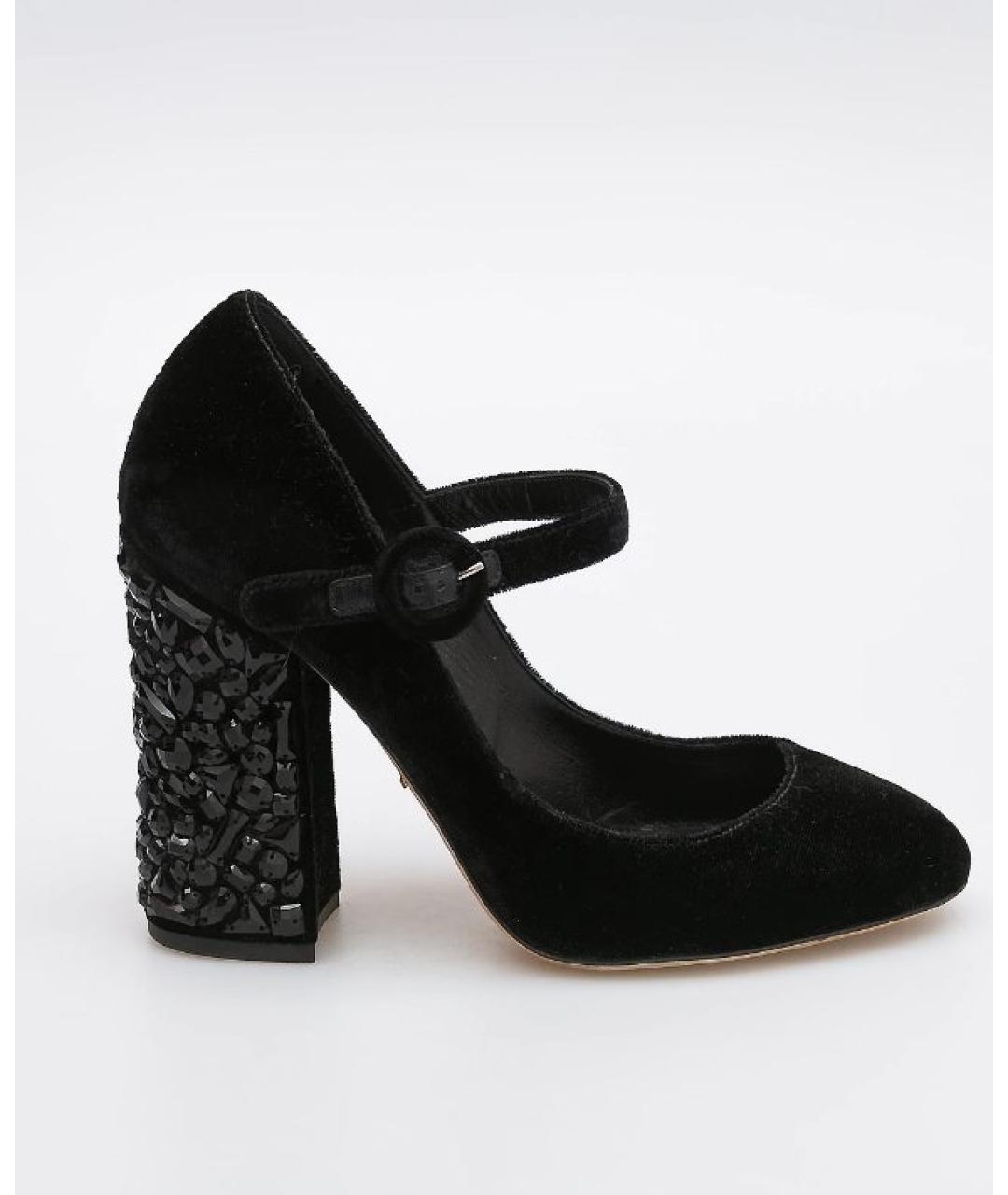DOLCE&GABBANA Черные бархатные туфли, фото 7