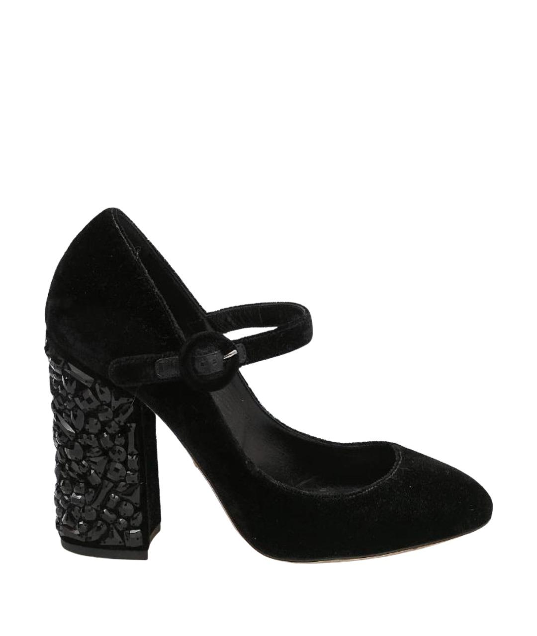 DOLCE&GABBANA Черные бархатные туфли, фото 1