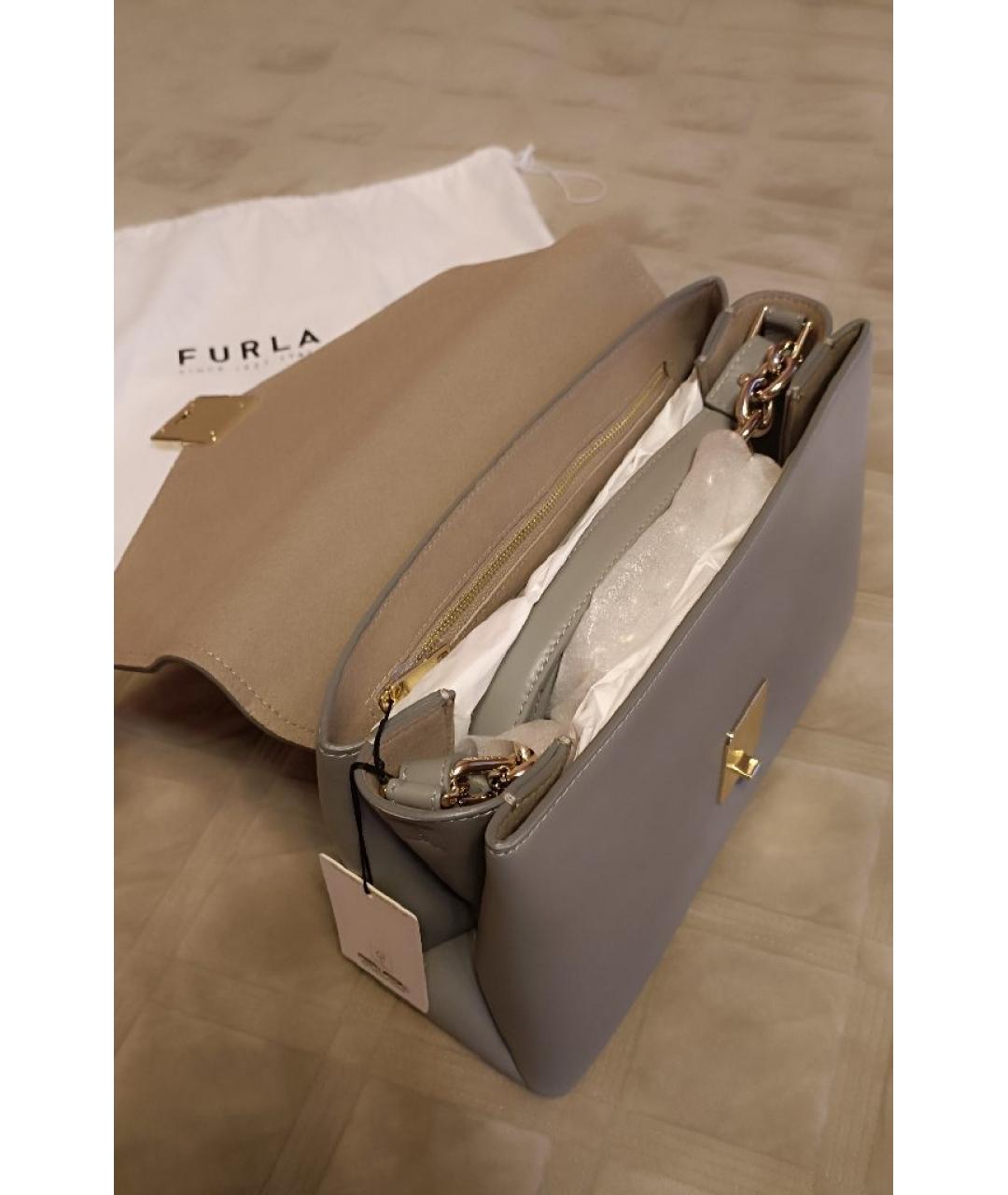 FURLA Серая кожаная сумка через плечо, фото 4