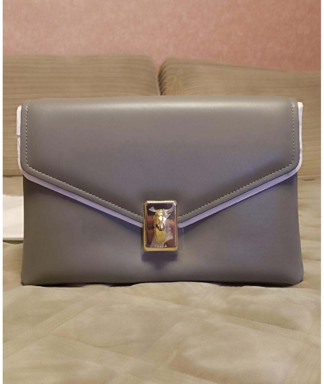 FURLA Серая кожаная сумка через плечо, фото 6