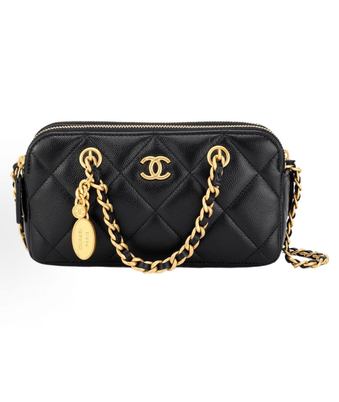 CHANEL Черная кожаная сумка через плечо, фото 8