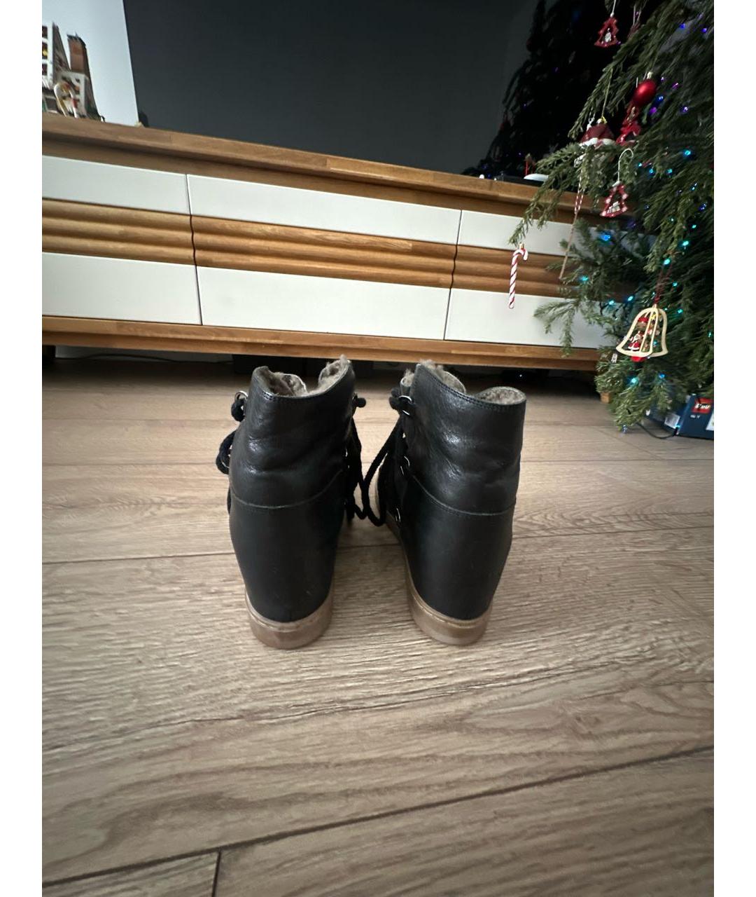 ISABEL MARANT ETOILE Черные кожаные ботинки, фото 4