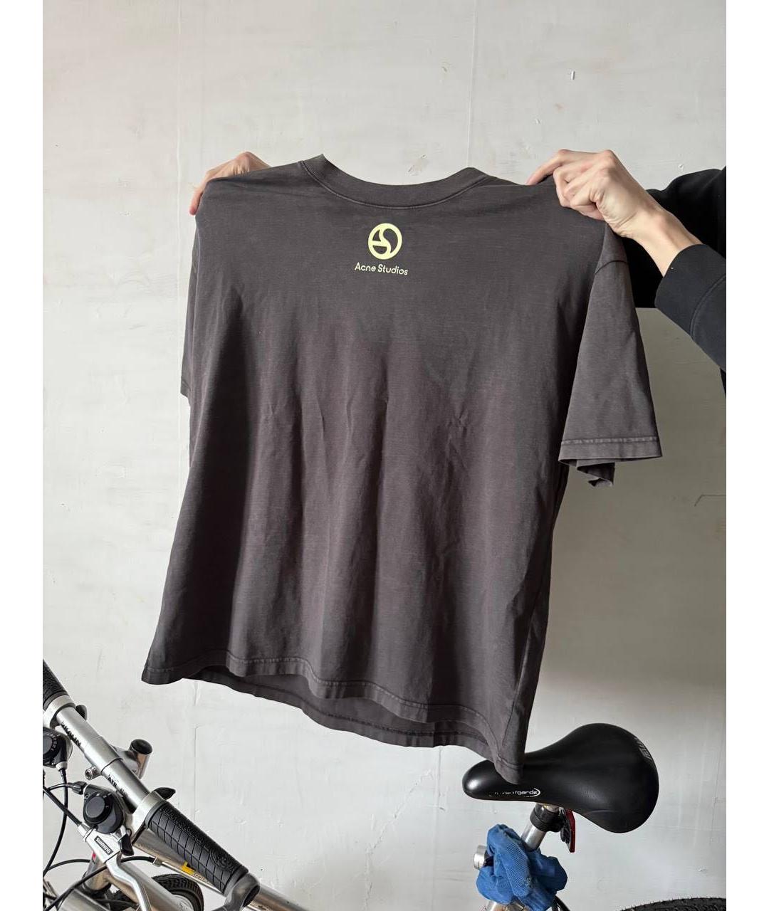 ACNE STUDIOS Коричневая хлопковая футболка, фото 3
